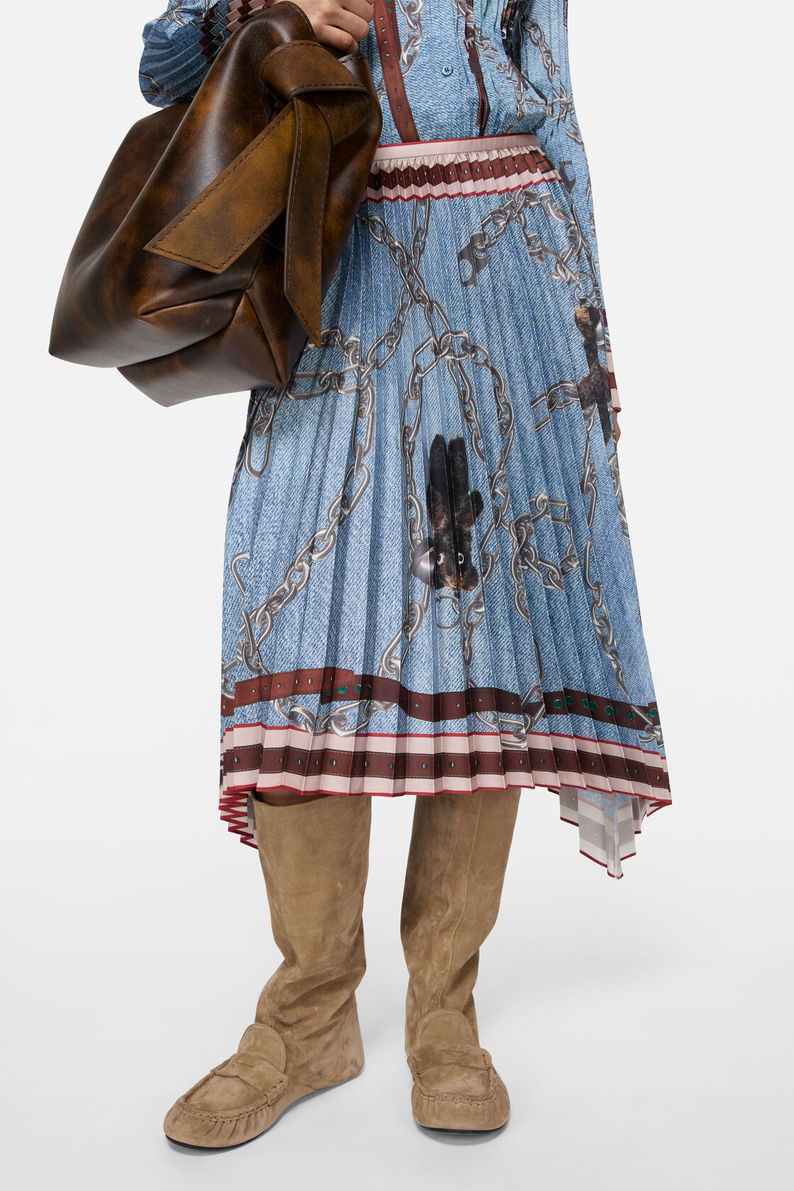 Long pleated skirt, Denim blue, 2000x