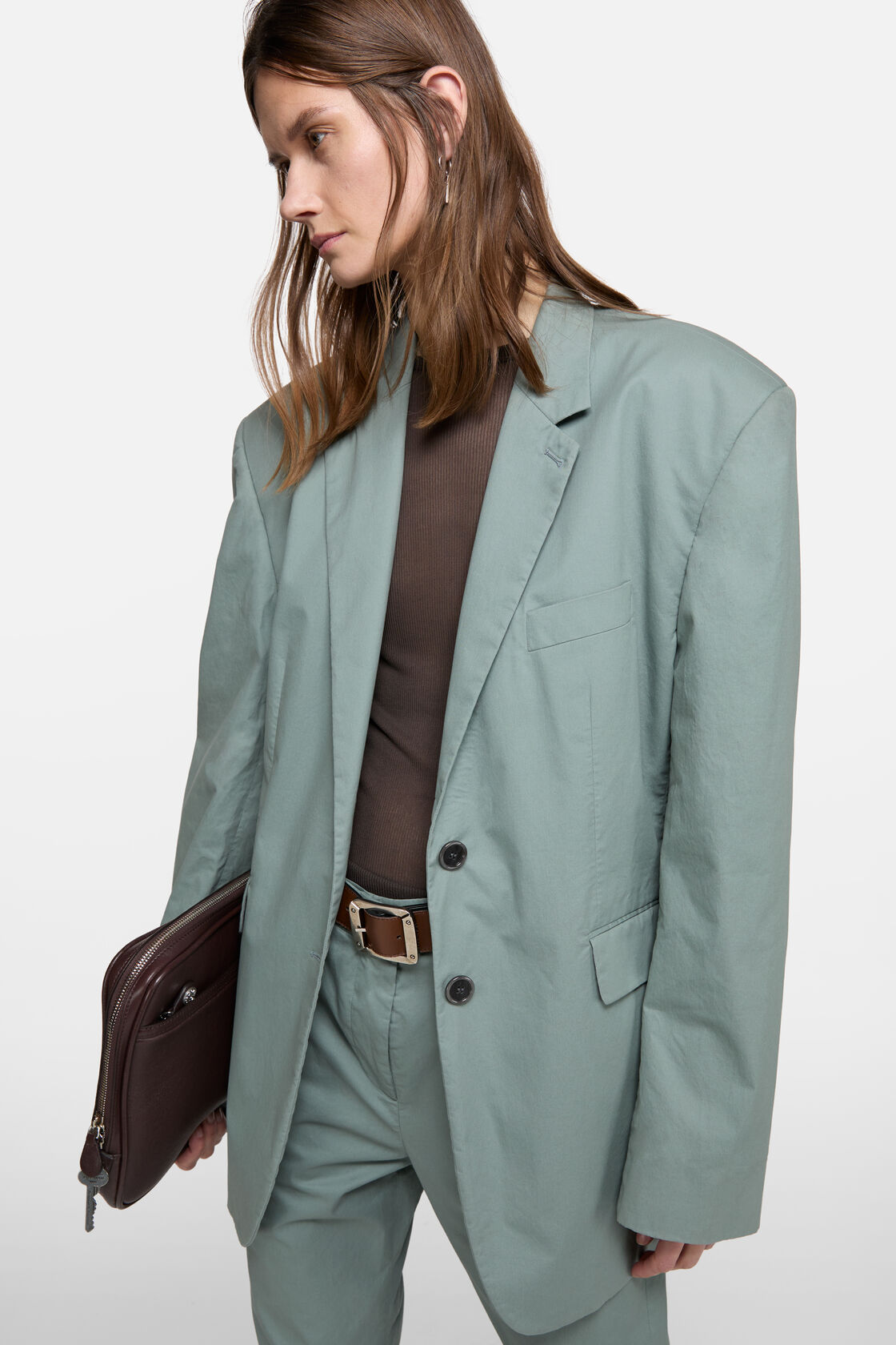 Suit jacket with scarf, Eucalyptus green, 2000x