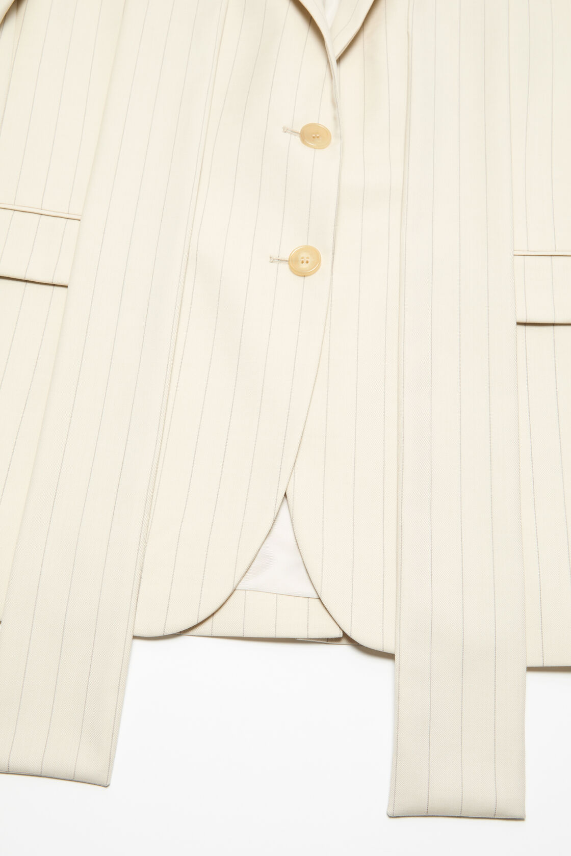 Pinstripe blazer with scarf, Cream beige, 2000x