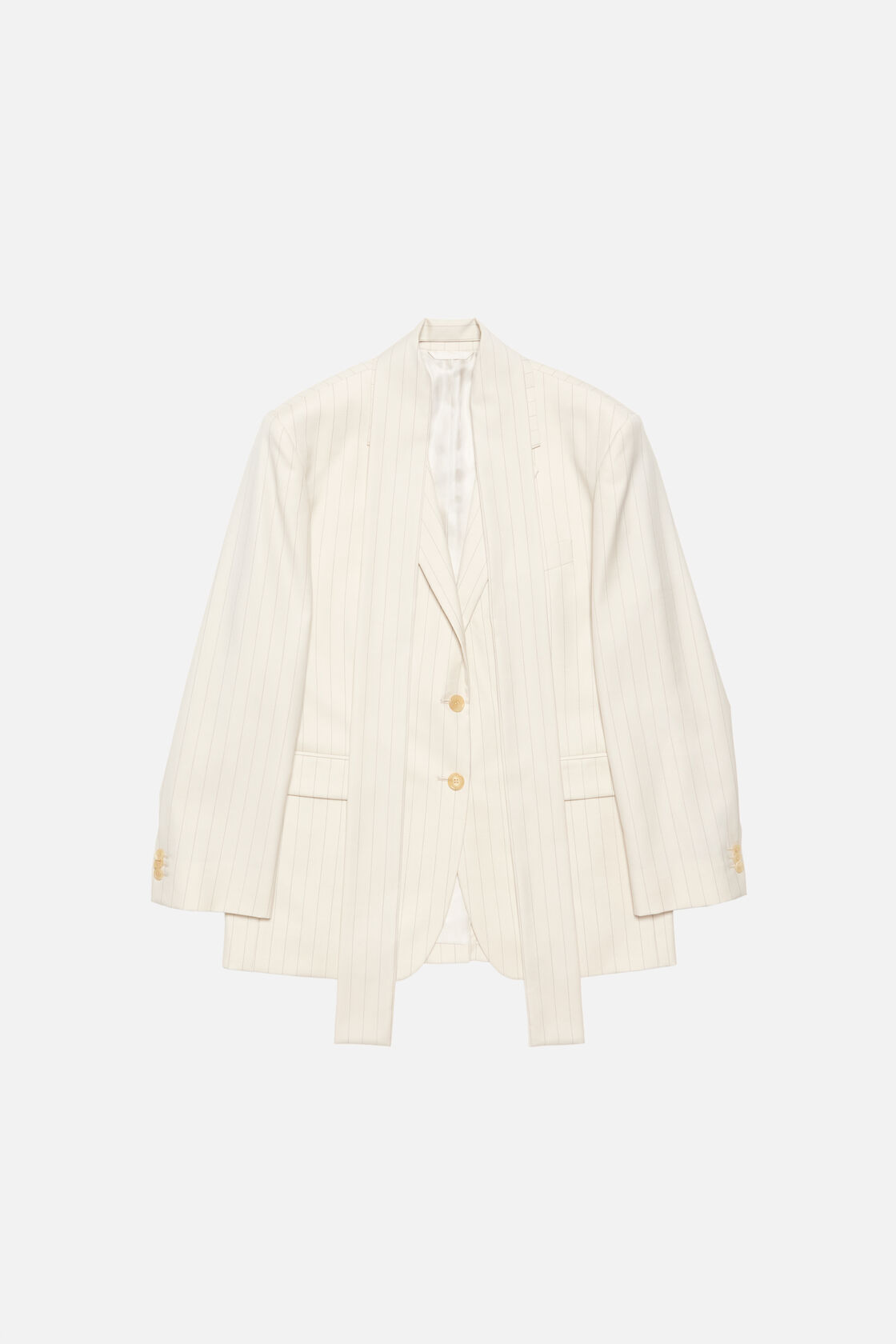 Pinstripe blazer with scarf, Cream beige, 2000x