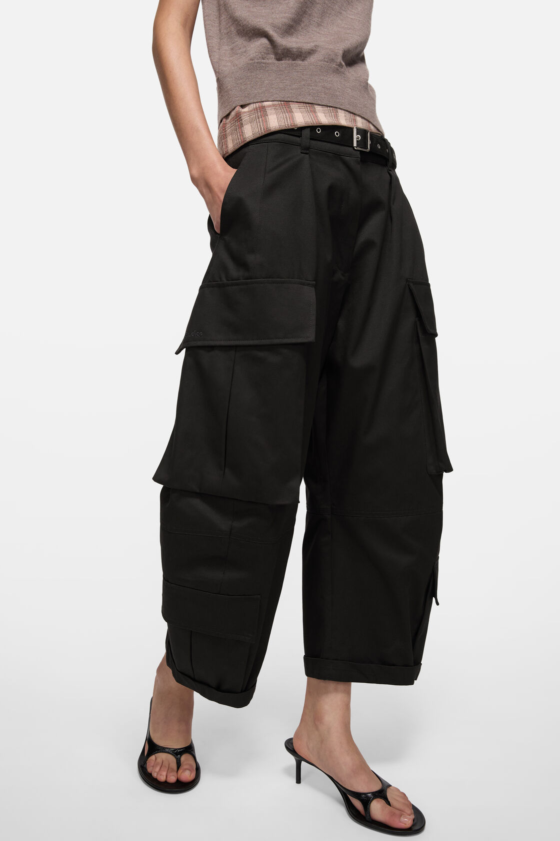 Twill cargo trousers, Black, 2000x