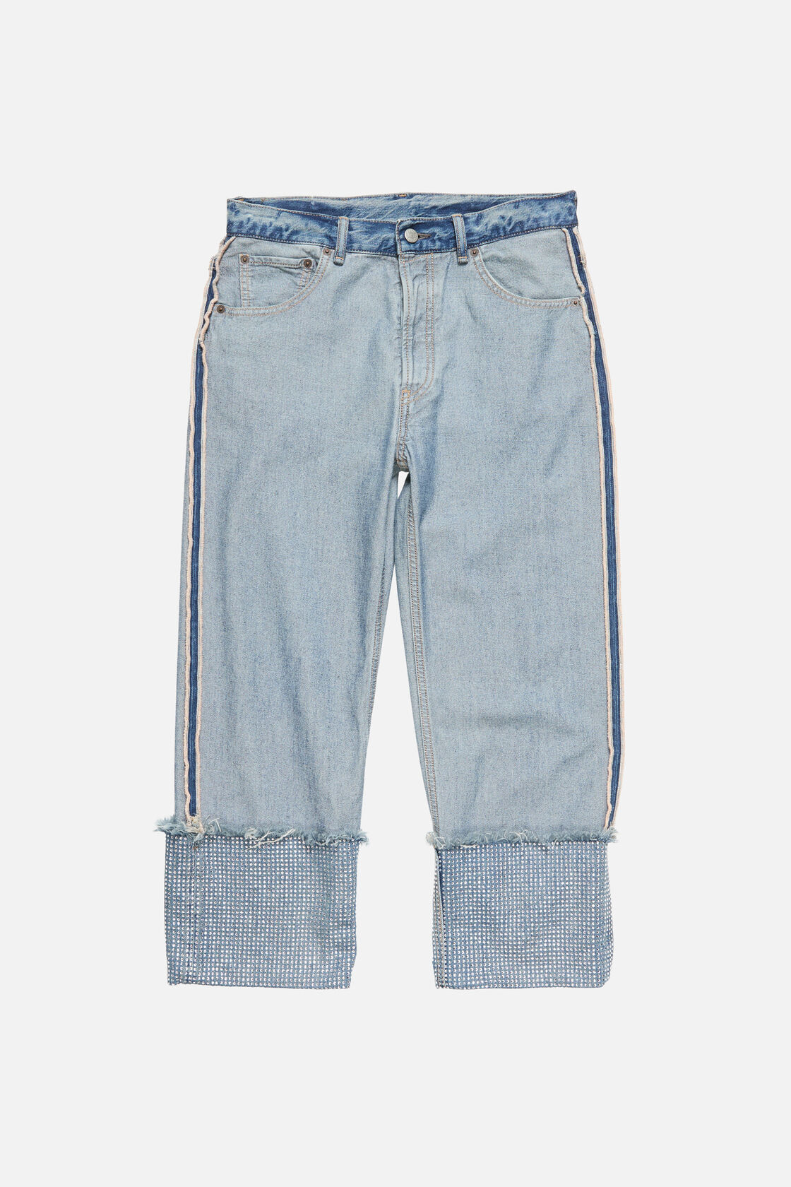 Denim rhinestone trousers, Mid blue, 2000x