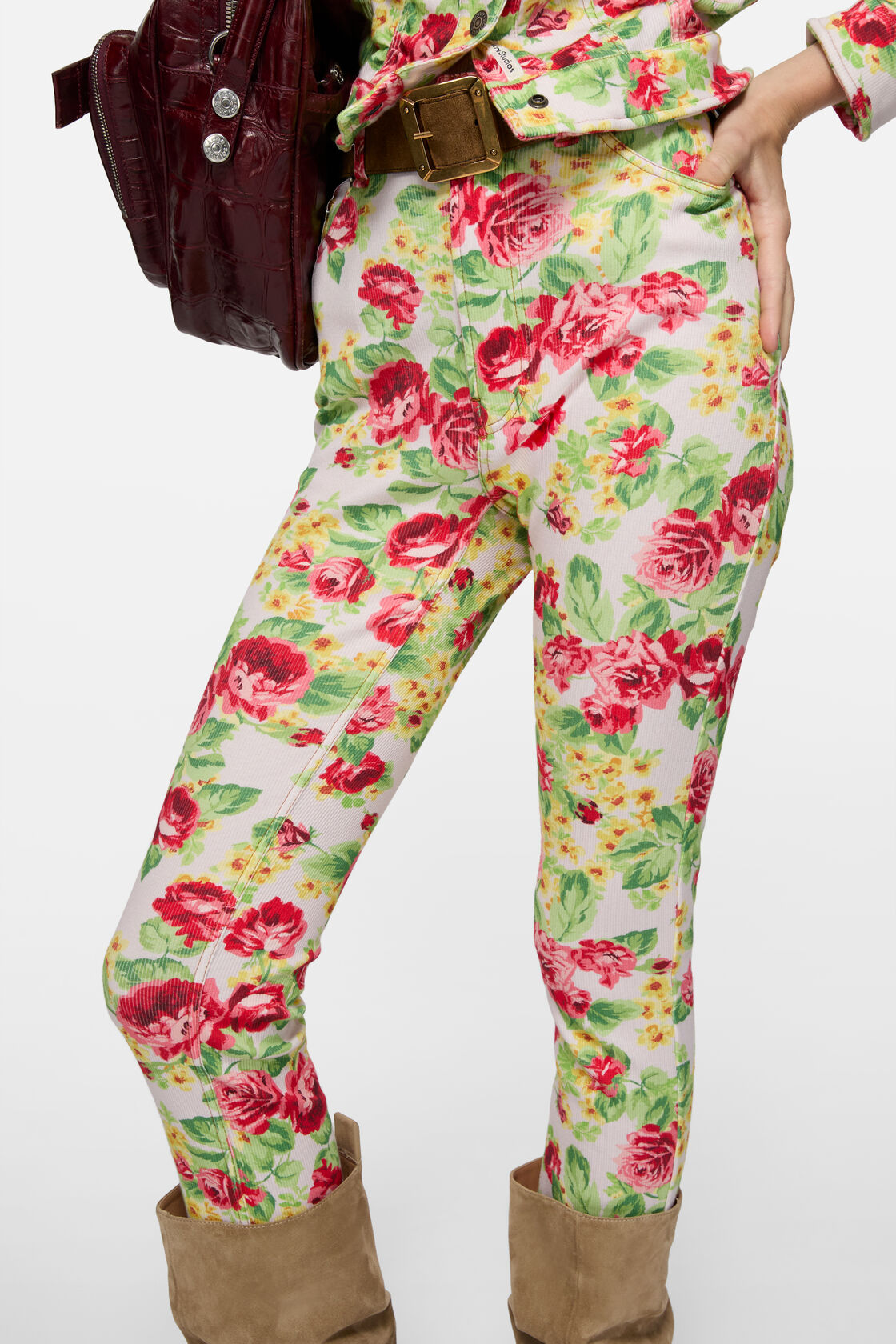 Printed casual trousers, Pink/multi, 2000x