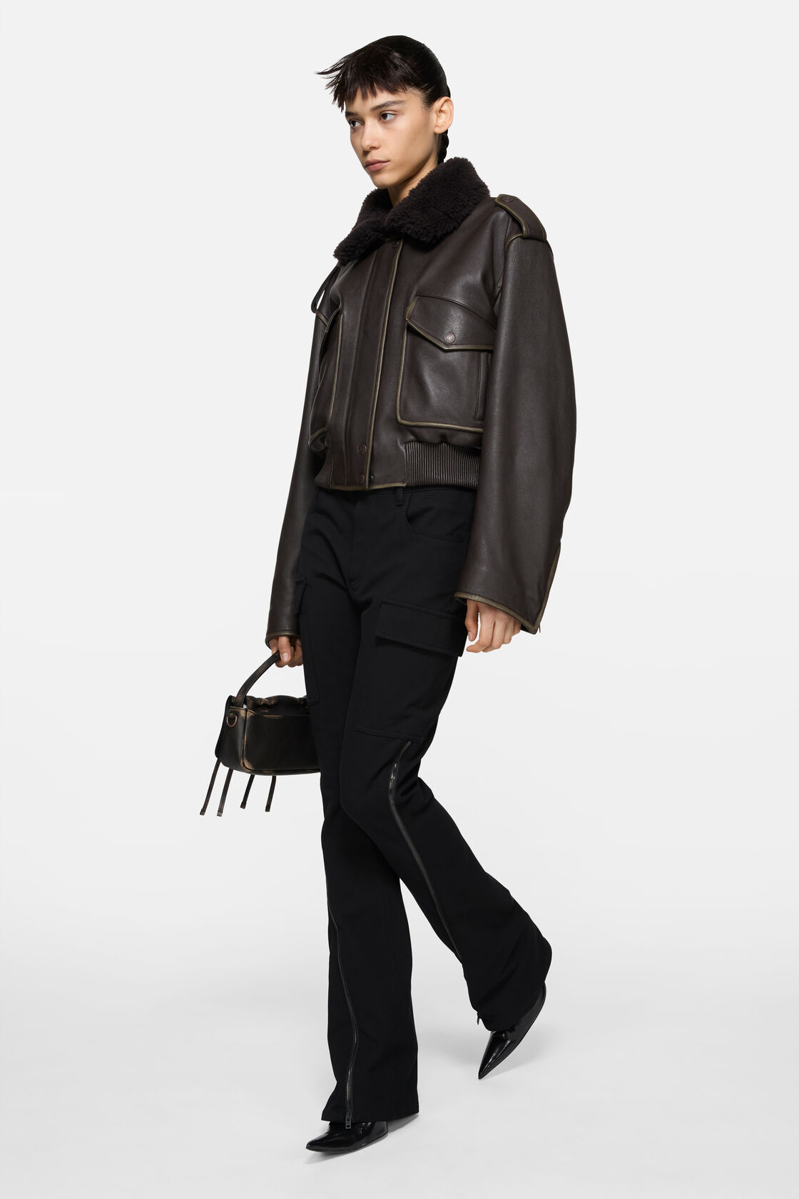 Stretch zip trousers, Black, 2000x