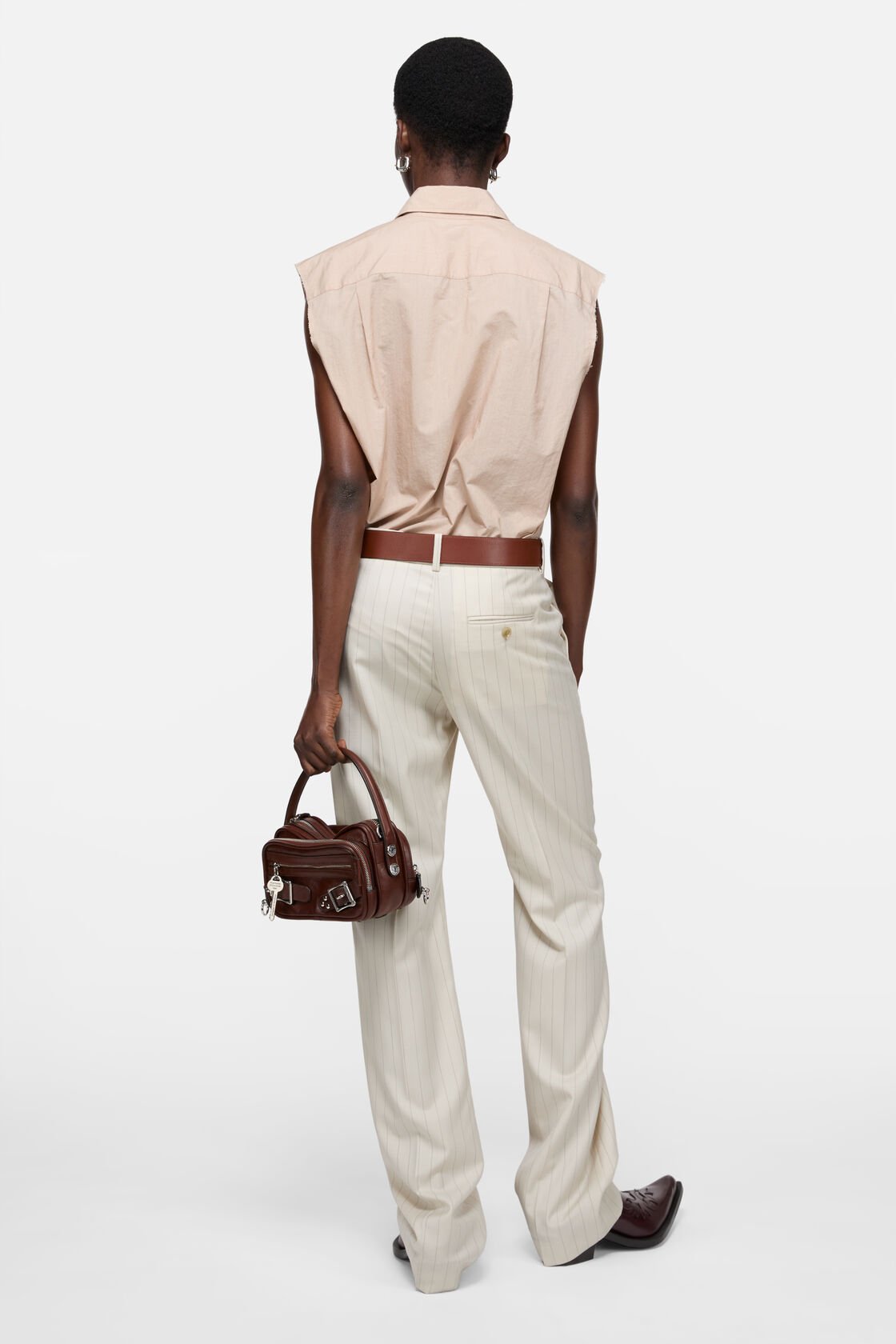 Wool pinstripe trousers, Cream beige, 2000x