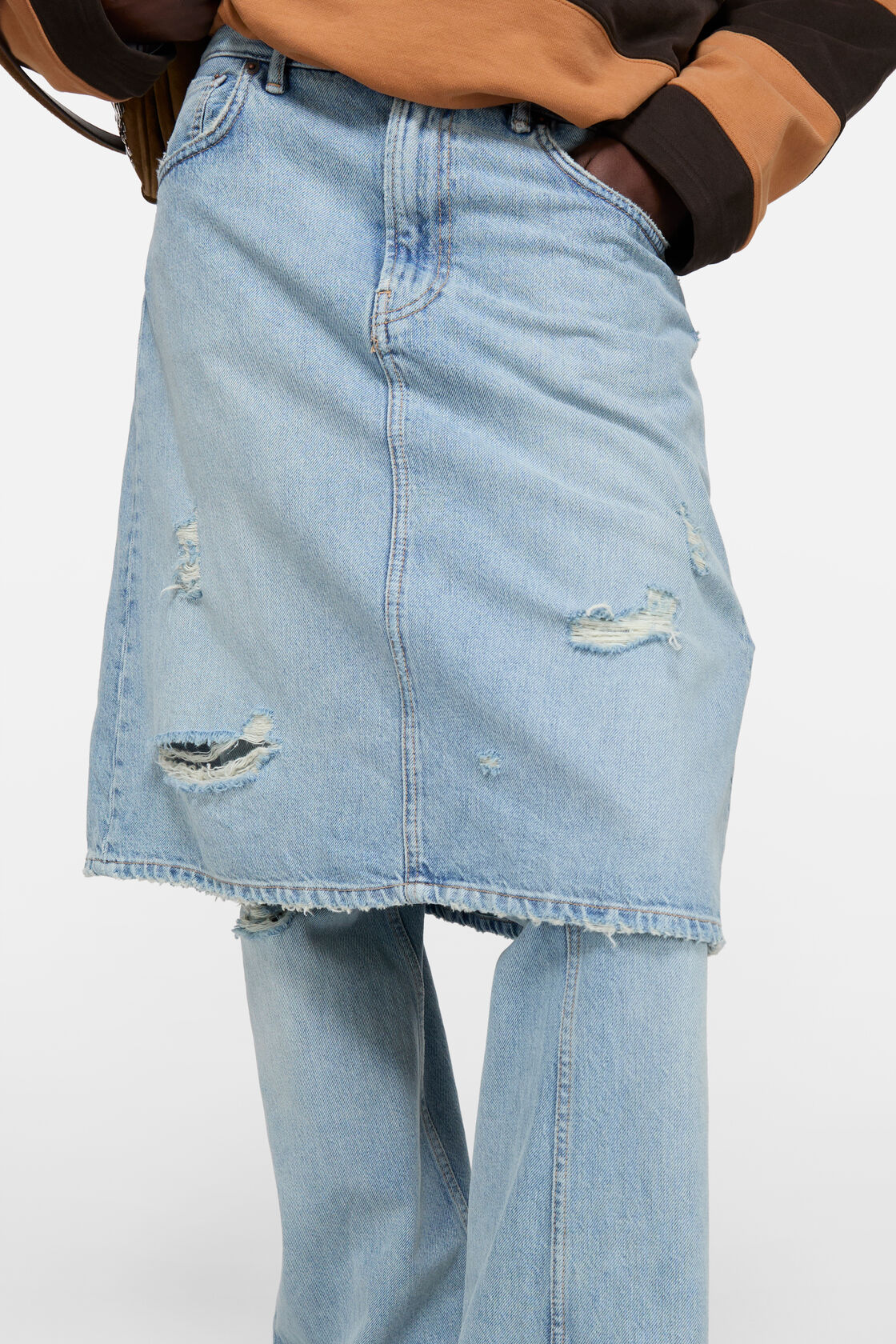 Layered denim trousers, Light blue, 2000x