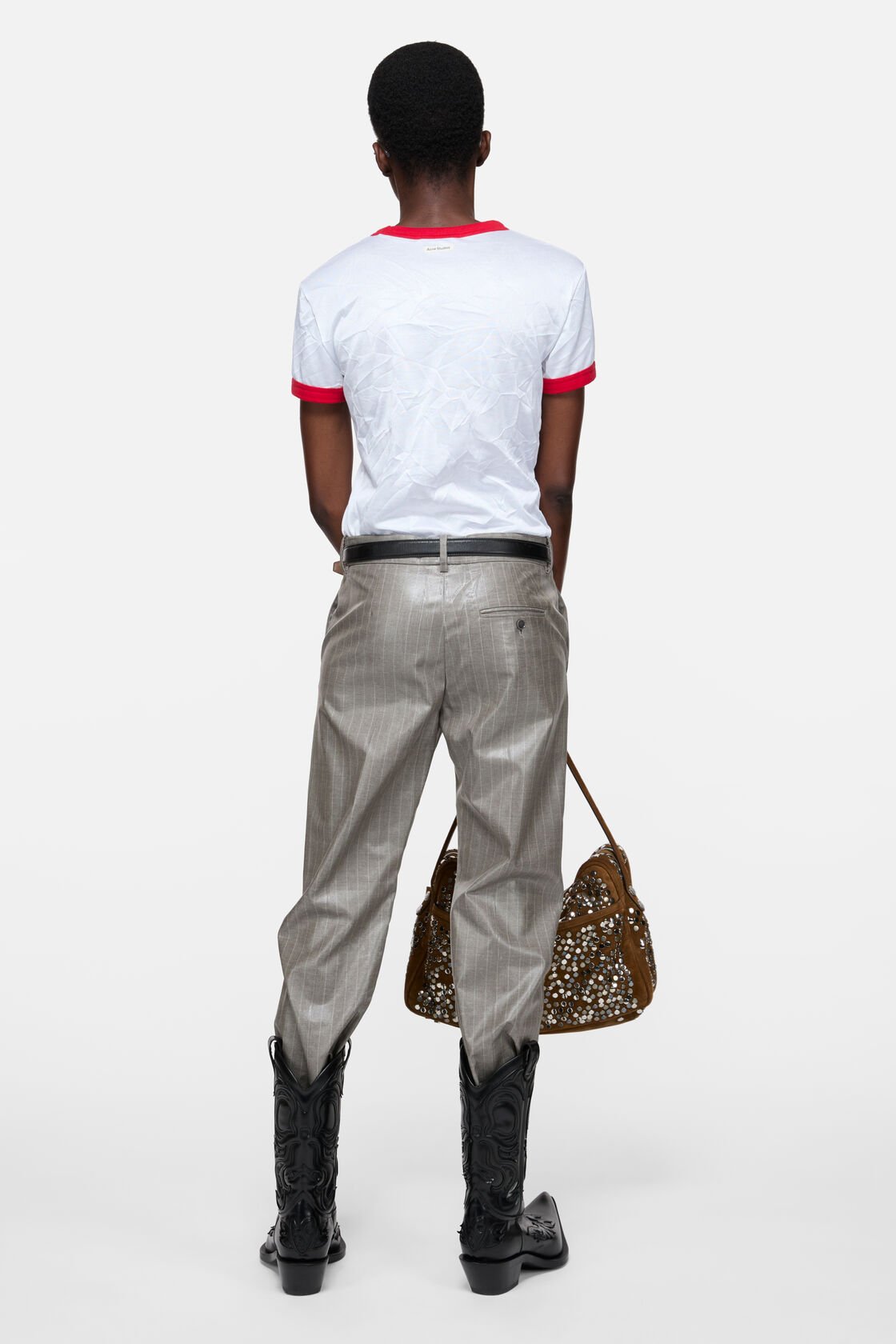 Crinkled logo t-shirt, White/red, 2000x