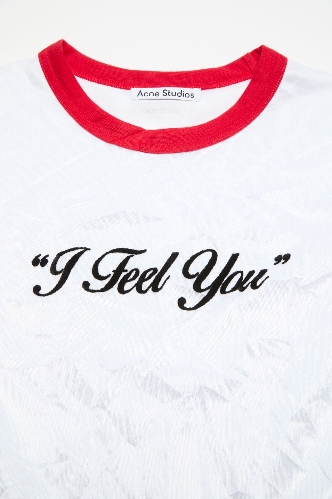 Crinkled logo t-shirt, White/red, 2000x