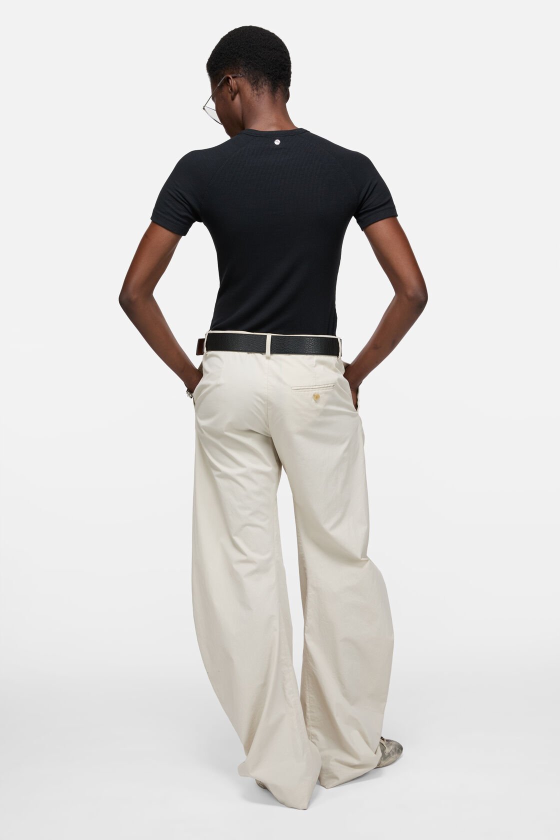 Ribbed t-shirt with zipper, Black, 2000x