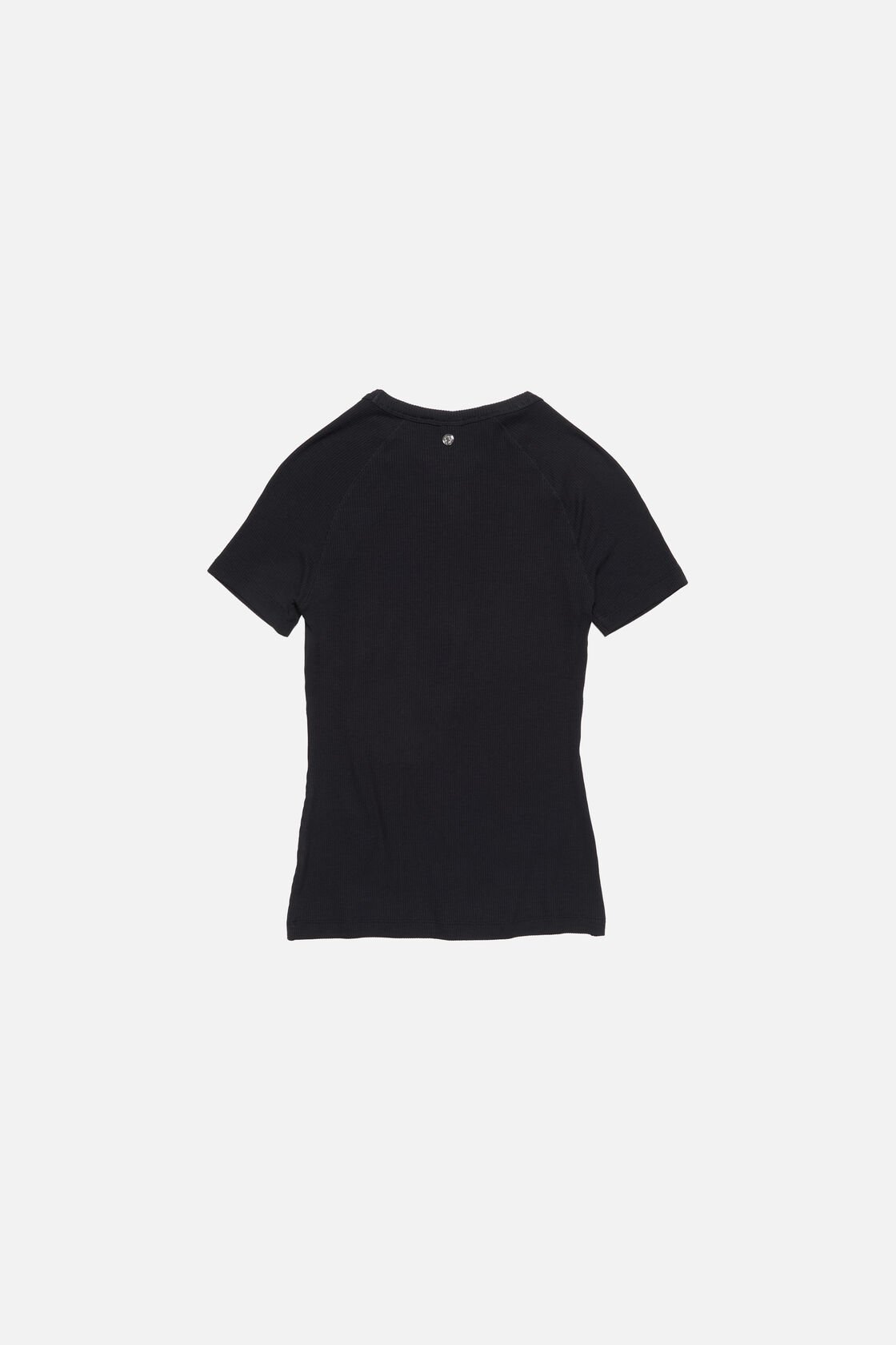 Ribbed t-shirt with zipper, Black, 2000x