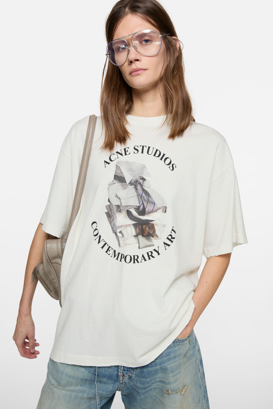 Printed t-shirt - relaxed, Off white, 2000x