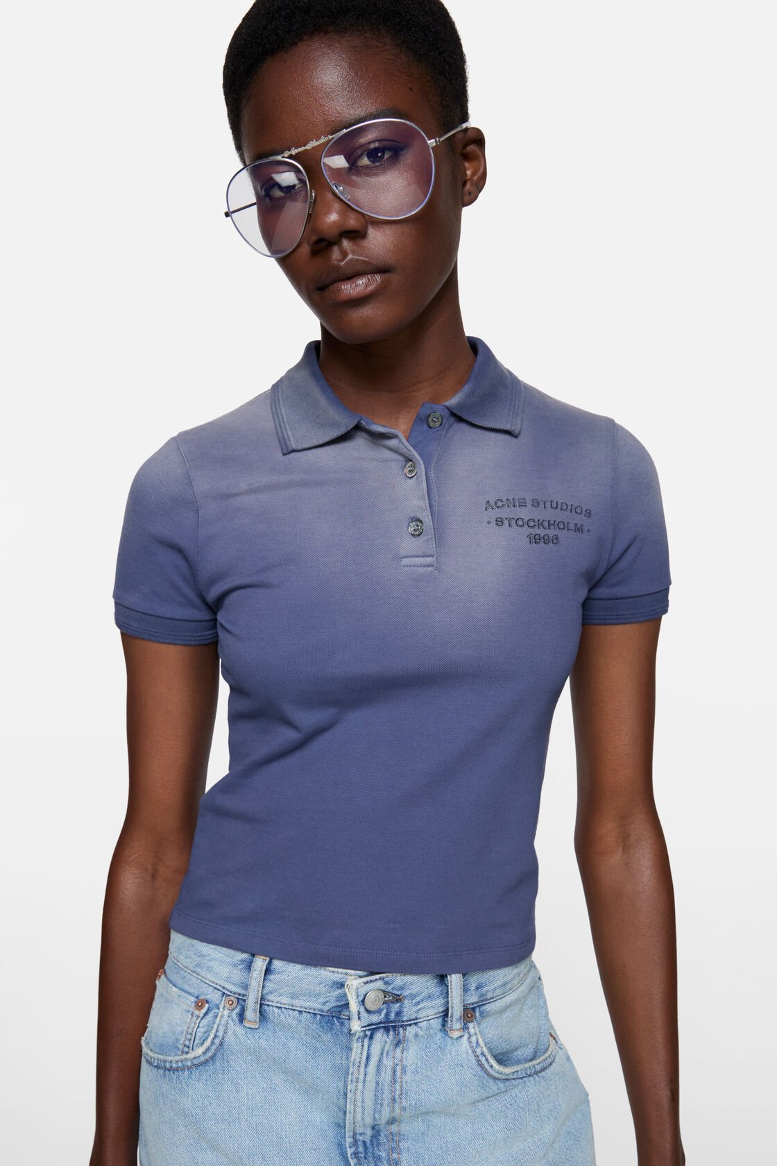 Sprayed polo t-shirt, Navy blue, 2000x