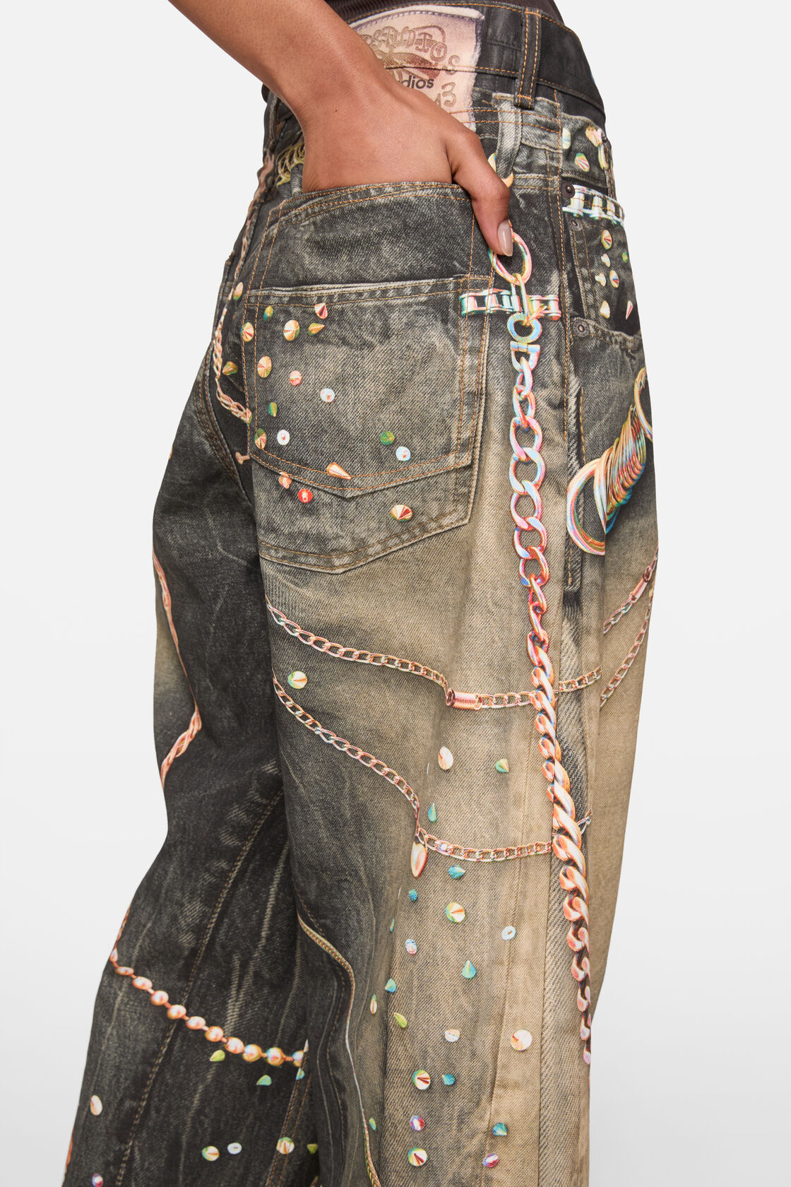 trompe-l&rsquo;&oelig;il jeans - loose fit, Black/multi, 2000x