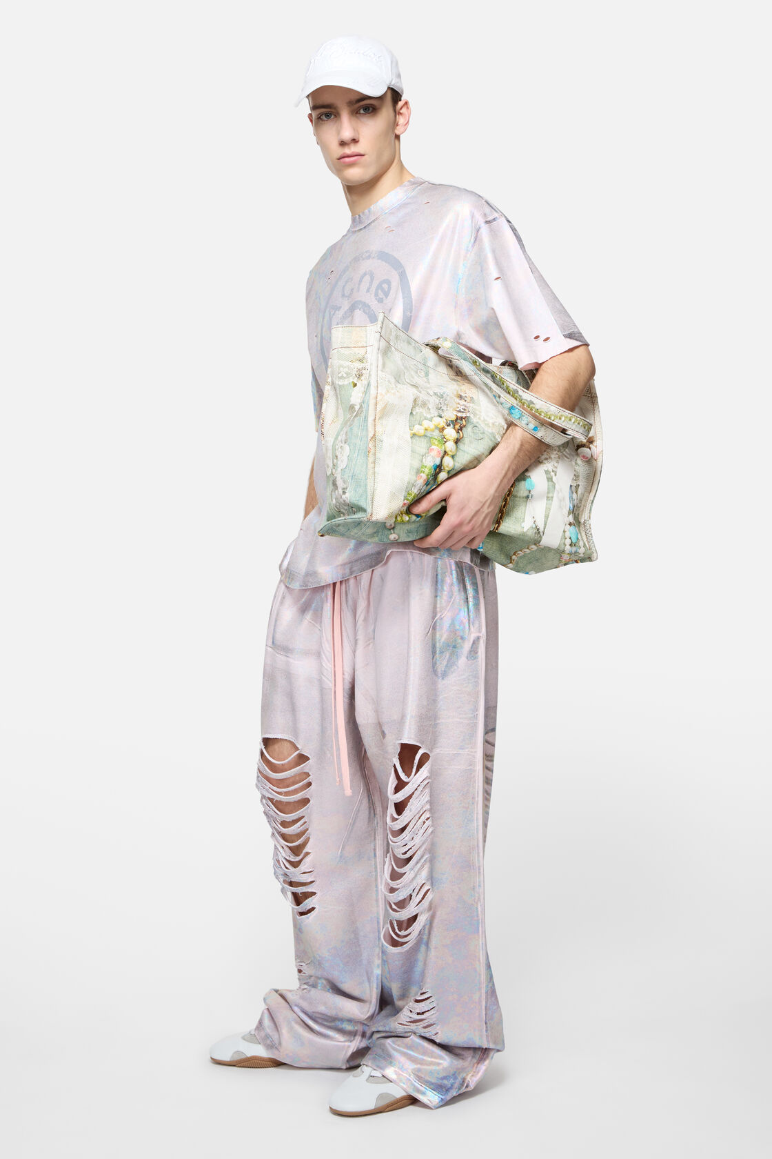 Logo Shoulder Tote Bag, White/green, 2000x