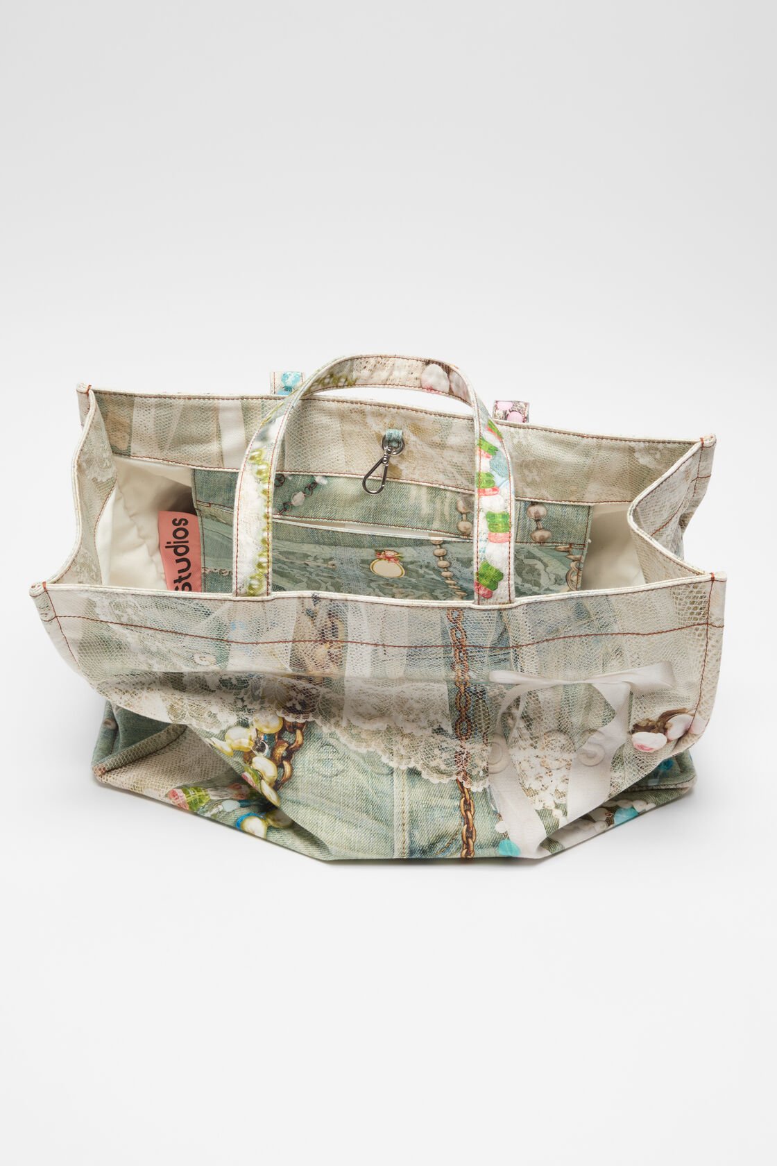 Logo Shoulder Tote Bag, White/green, 2000x