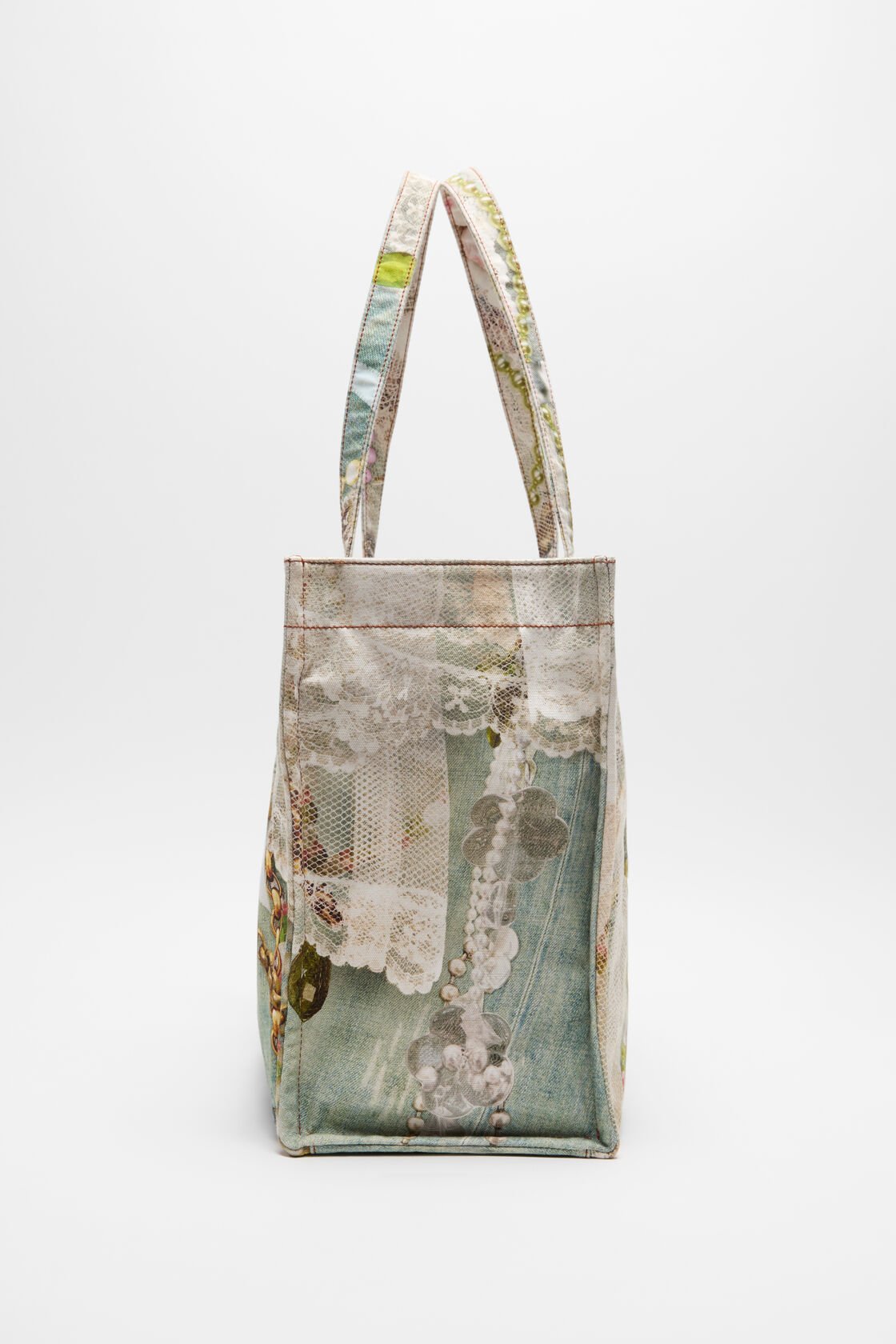 Logo Shoulder Tote Bag, White/green, 2000x