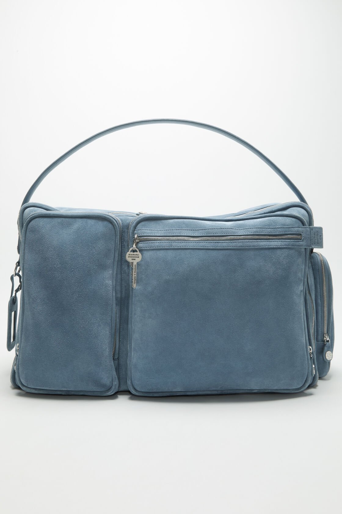 Camero Hotel Suede Shoulder Bag, Denim Blue, 2000x