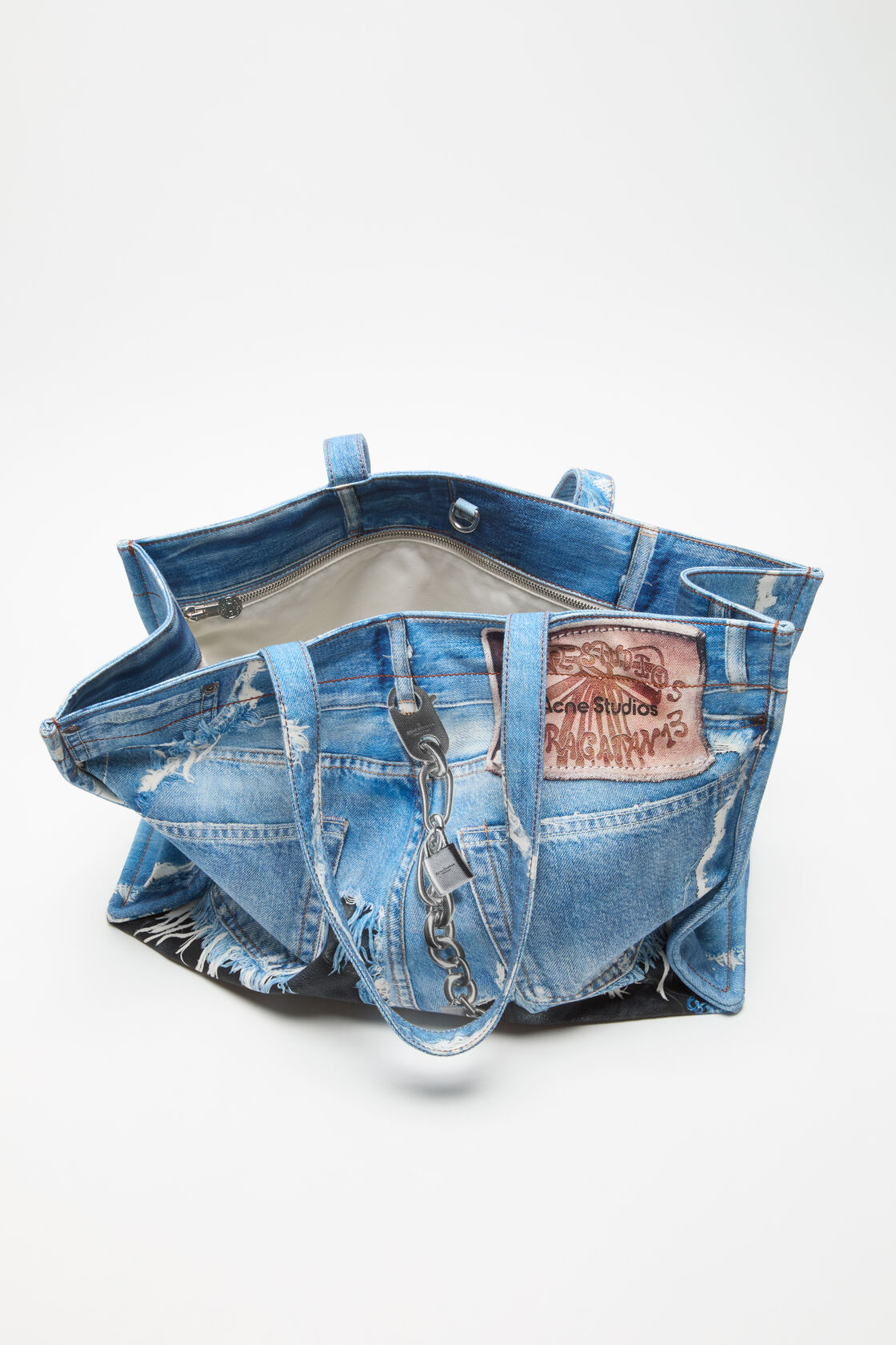 denim print tote, Mid Blue, 2000x