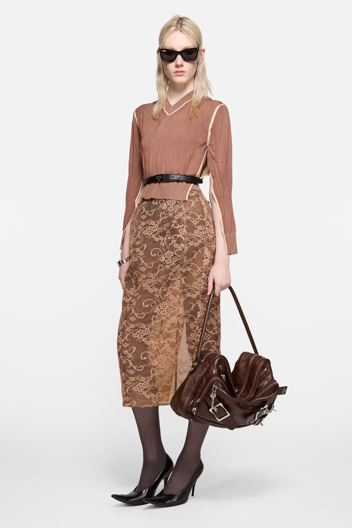 Camero Camera bag with buckles, Cognac brown, 2000x