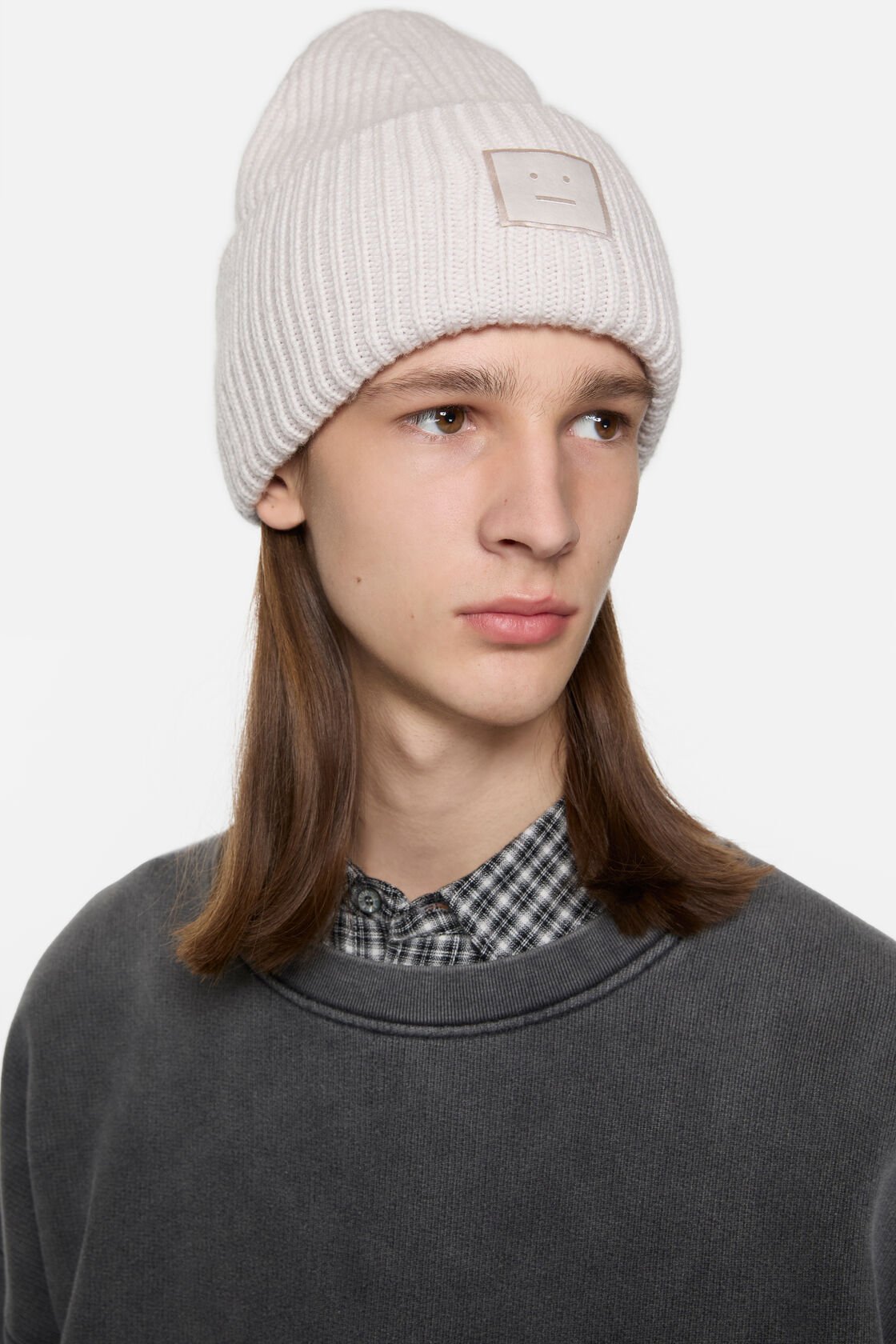 Large face logo beanie - Yak, Light grey, 2000x