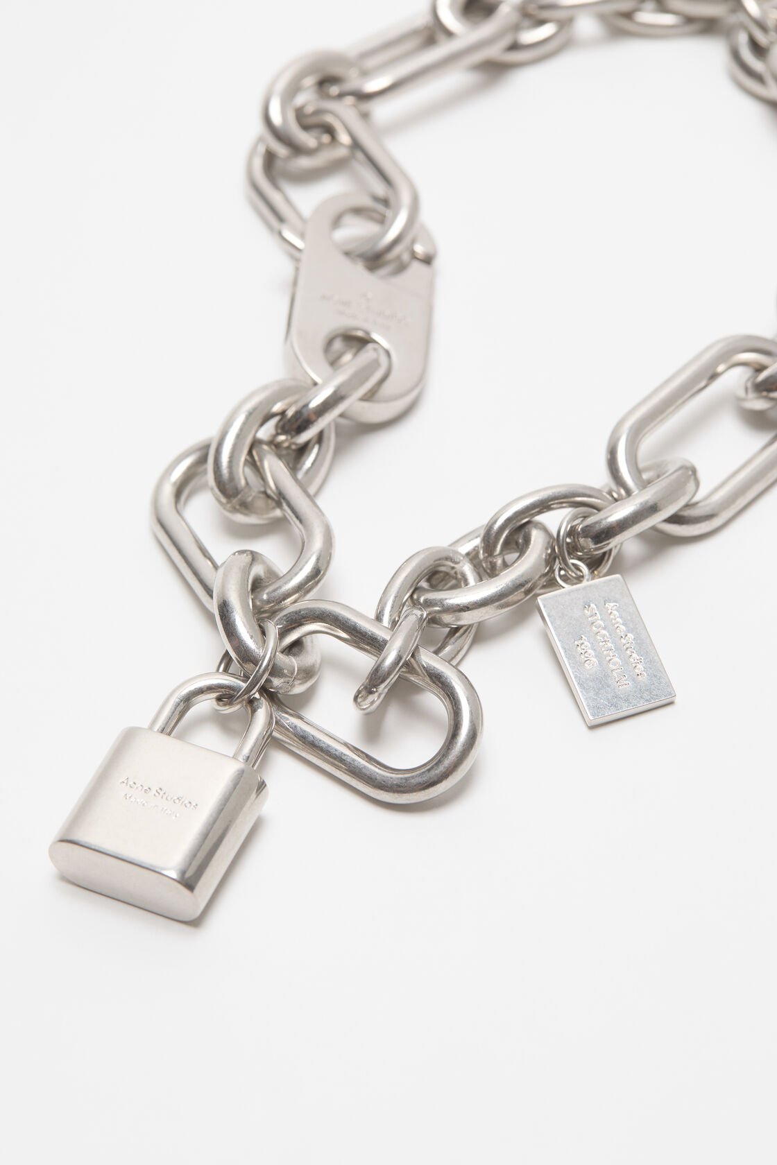 Logo padlock necklace, Vintage silver, 2000x