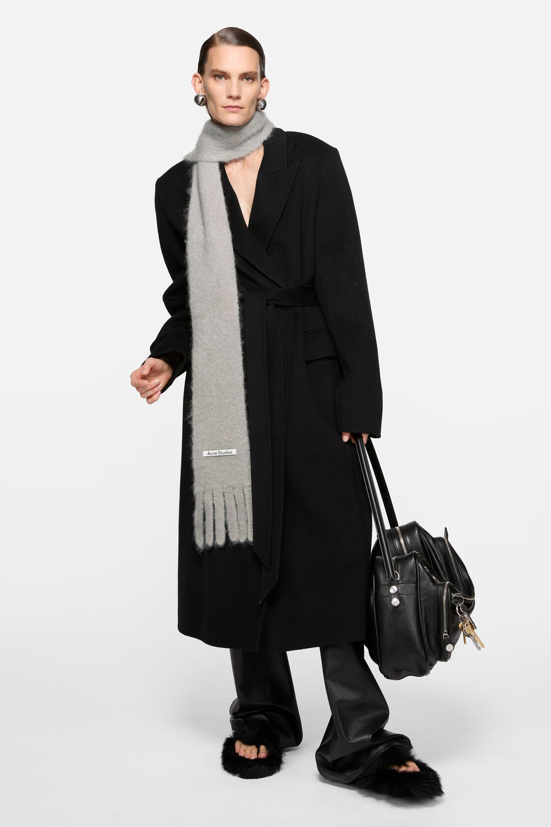 Skinny logo scarf, Grey, 2000x