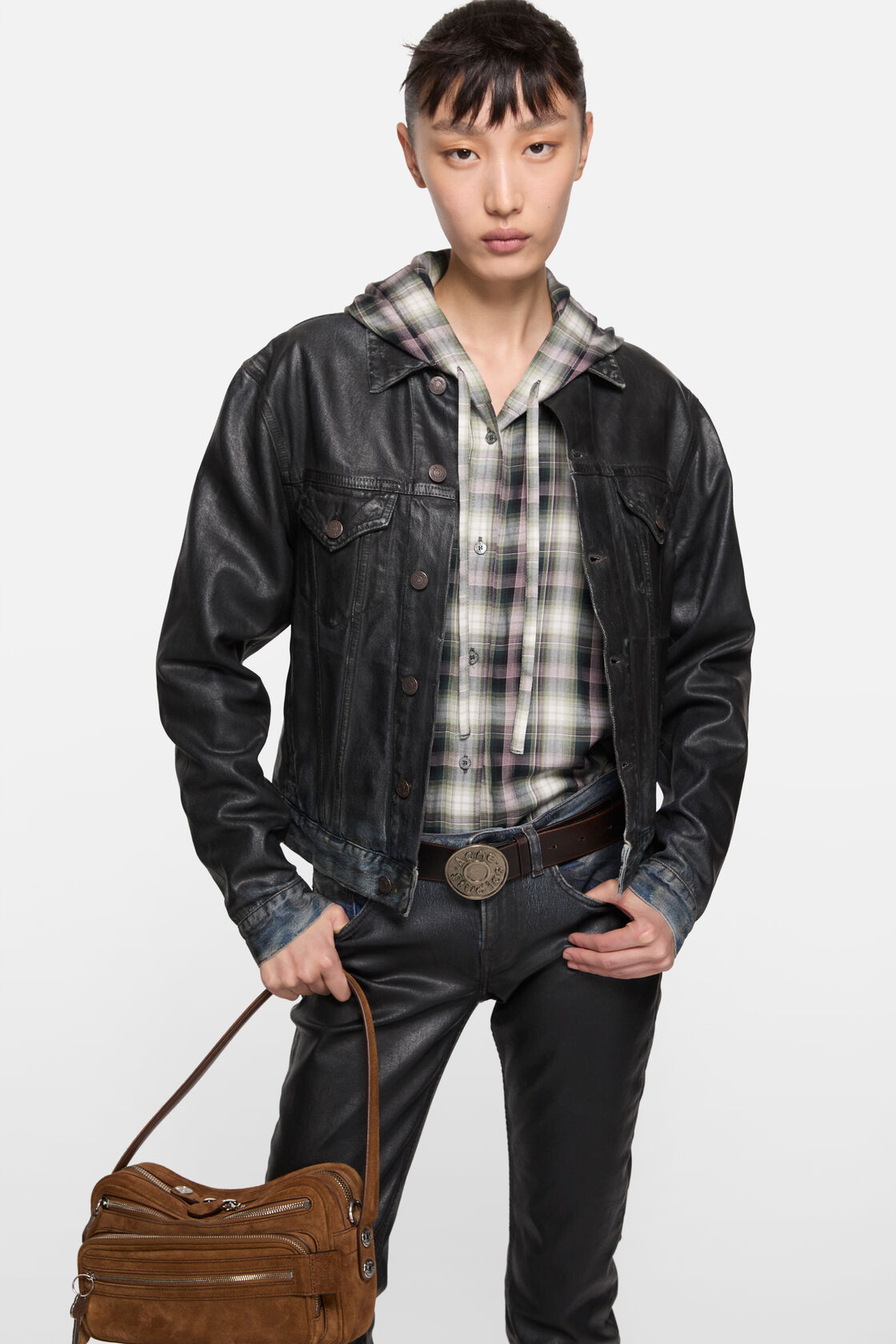 Coated denim jacket, Black, 2000x