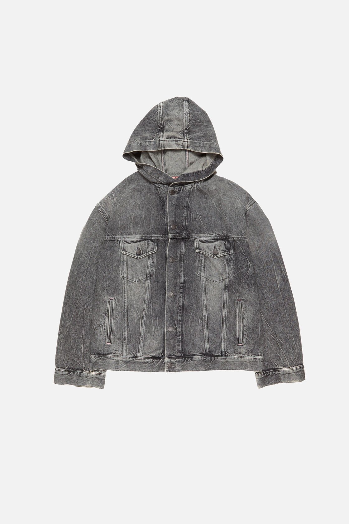 Denim jacket with hood, Washed Black, 2000x