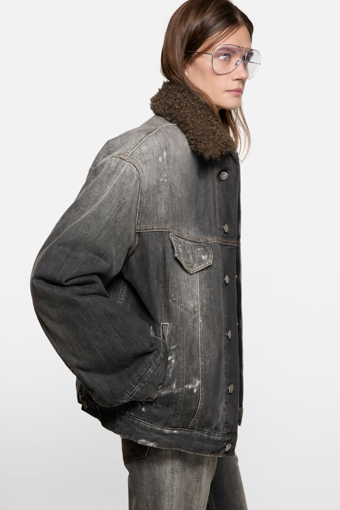 Washed denim jacket, Black, 2000x