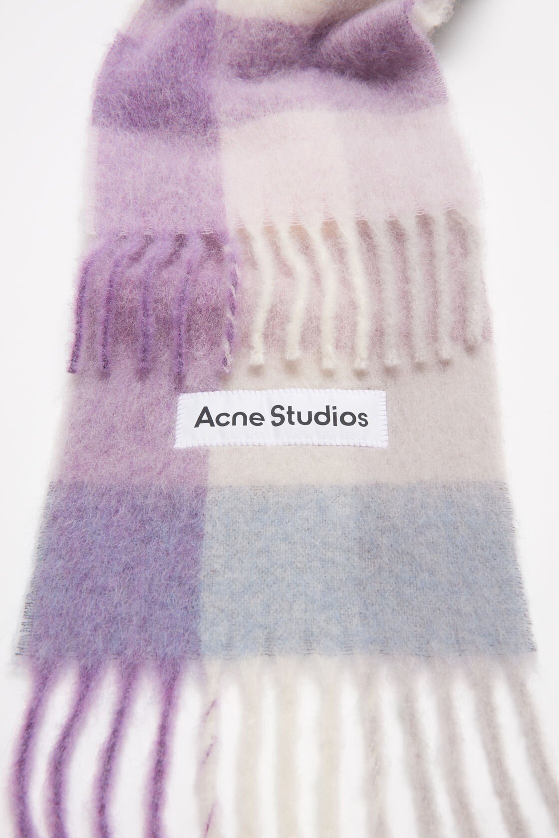 Mohair checked scarf, Lilac/white, 2000x