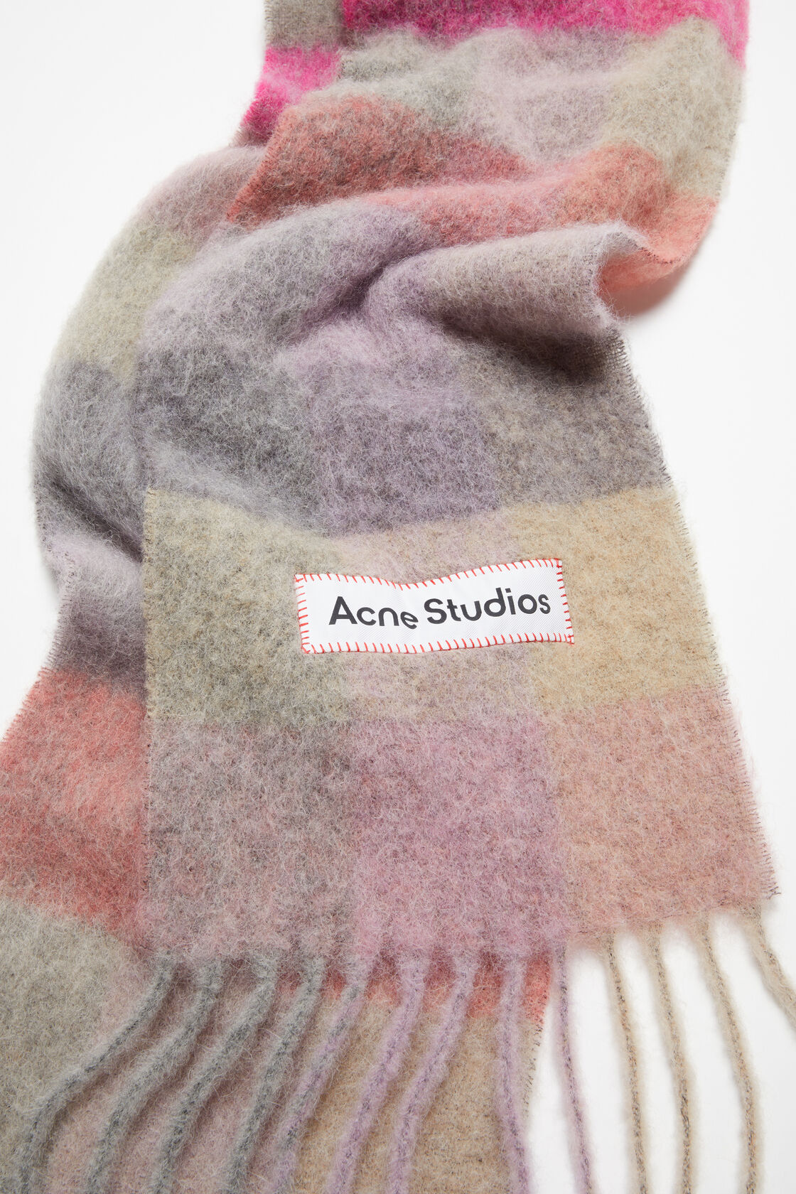 Mohair checked scarf, Fuchsia/lilac/pink, 2000x