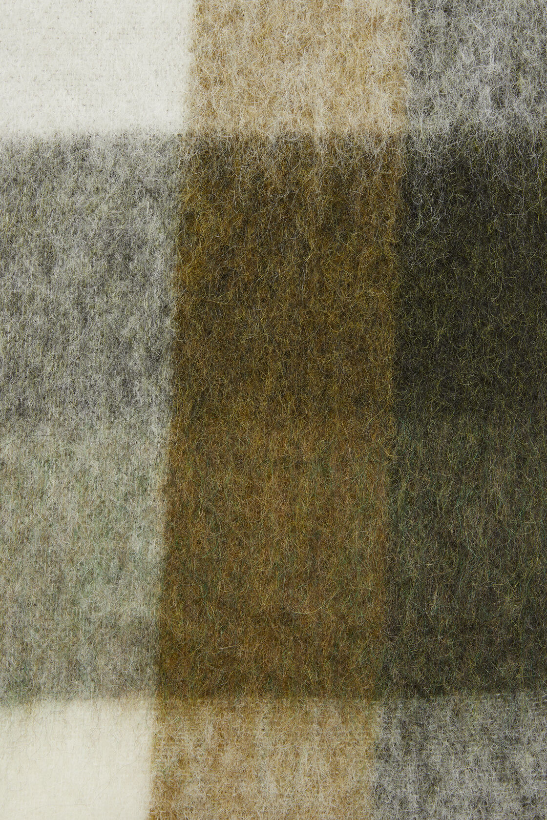 Mohair checked scarf, Taupe/Green/Black, 2000x