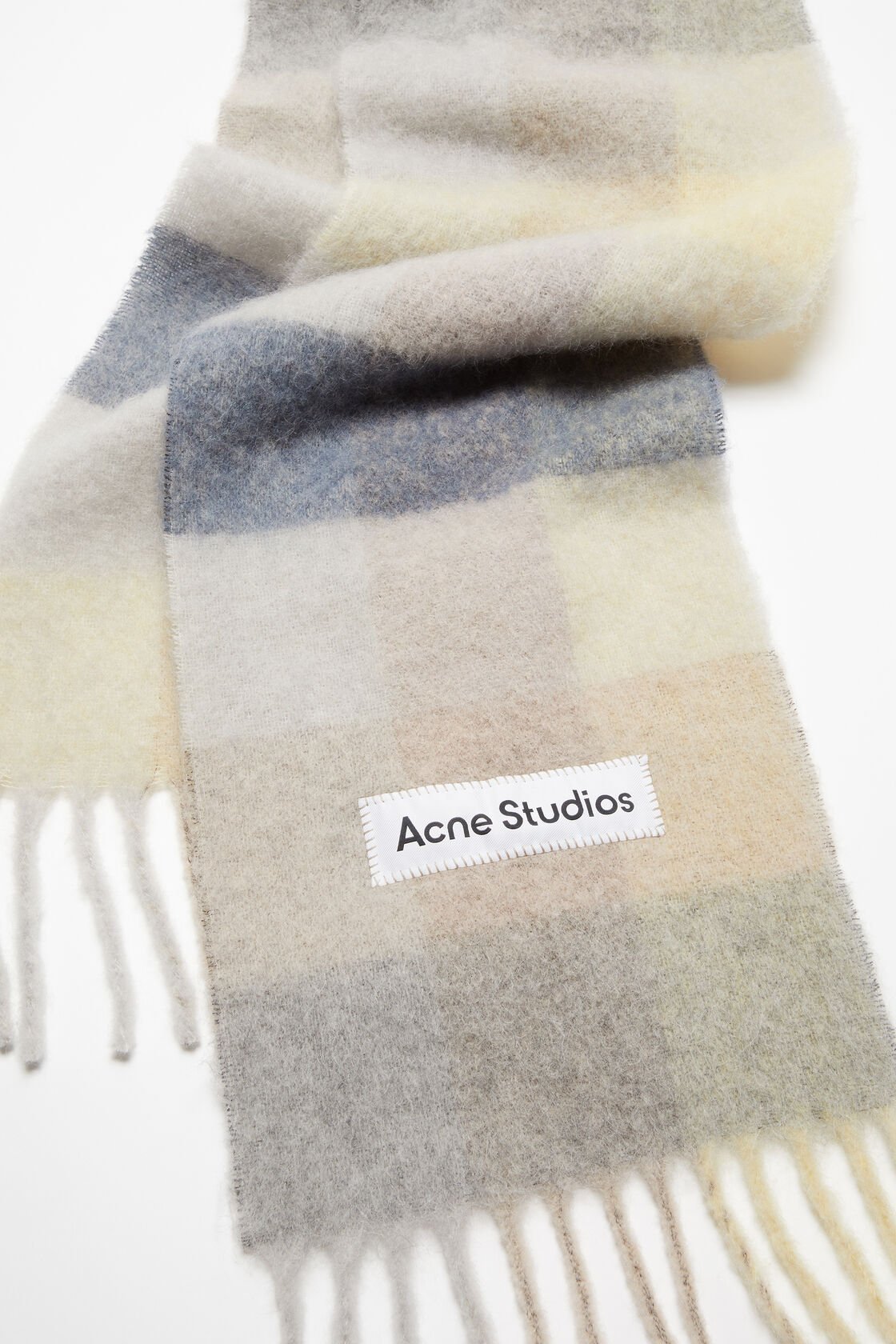 Mohair checked scarf, Vanilla/beige/lavender, 2000x