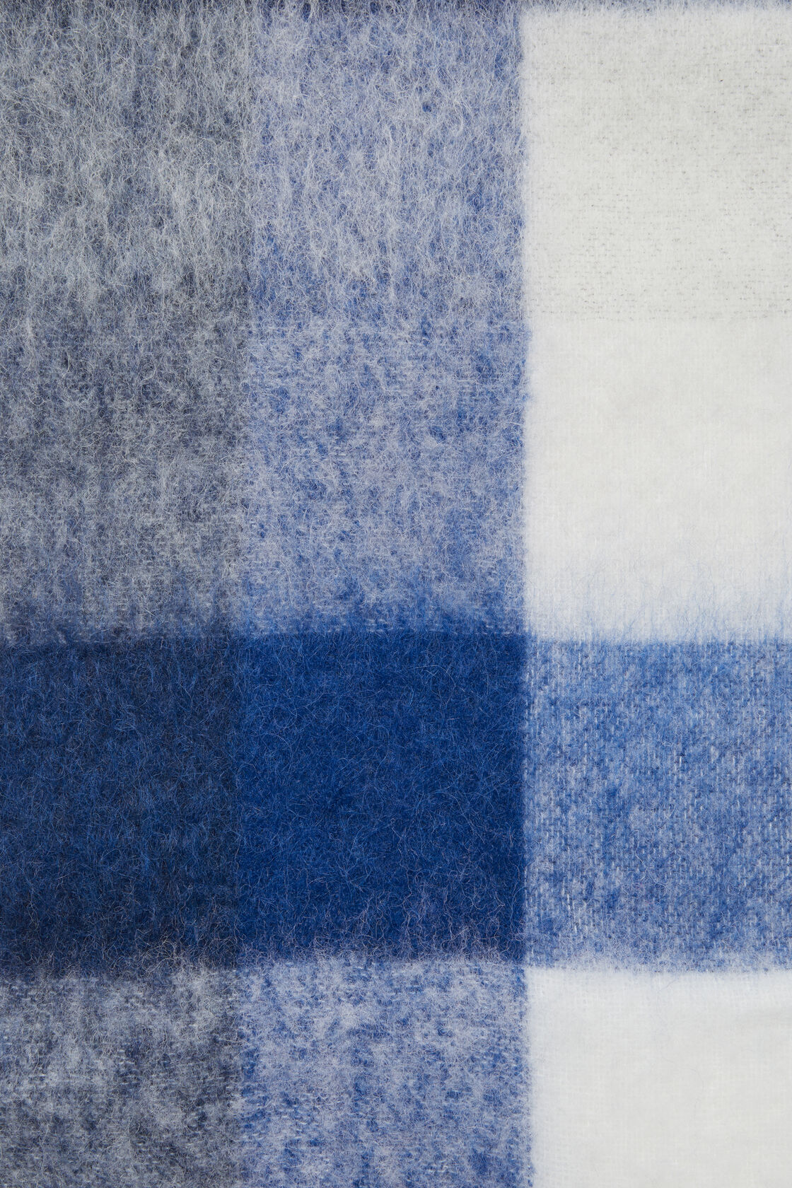 Mohair checked scarf, White/grey/royal blue, 2000x