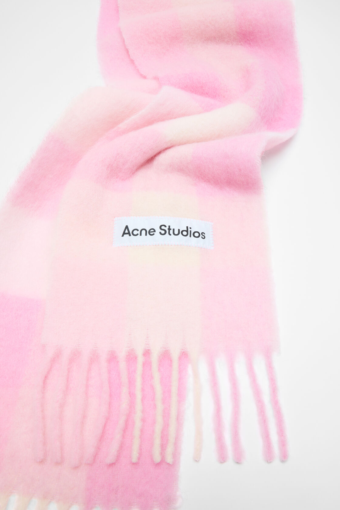 Mohair checked scarf, Candy Pink/White/Pale Pink, 2000x