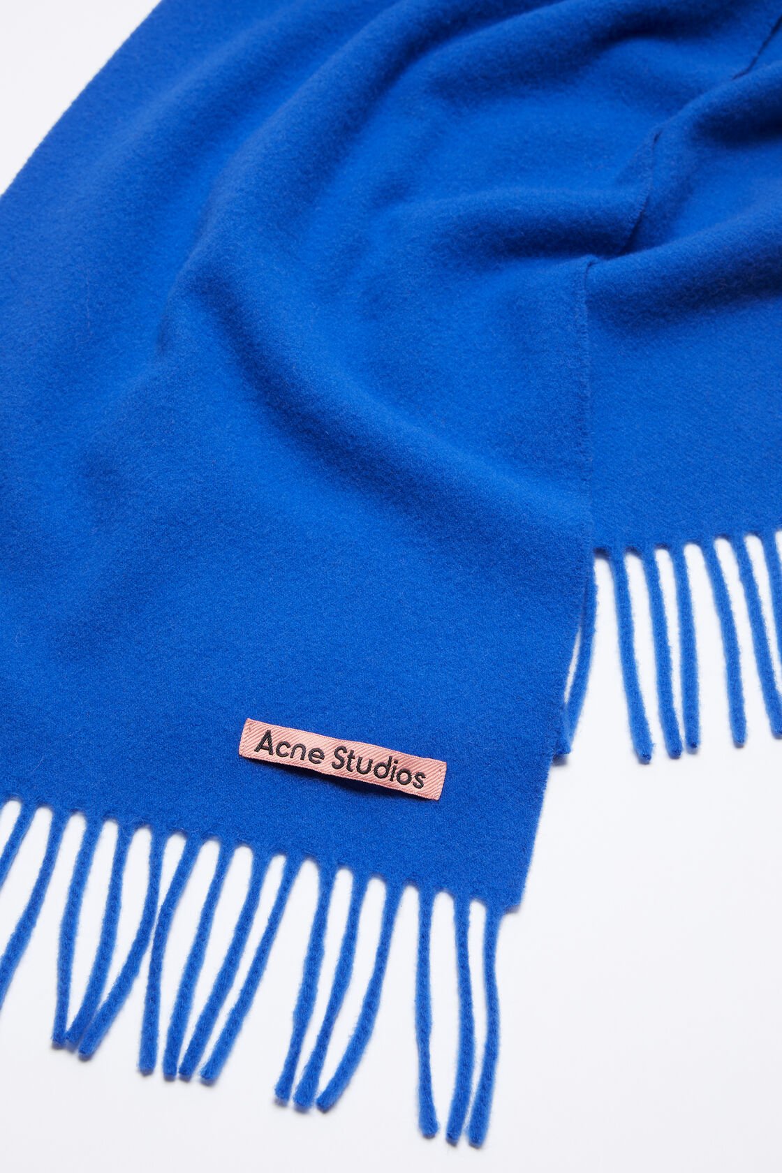 Fringe wool scarf - skinny, Royal blue, 2000x
