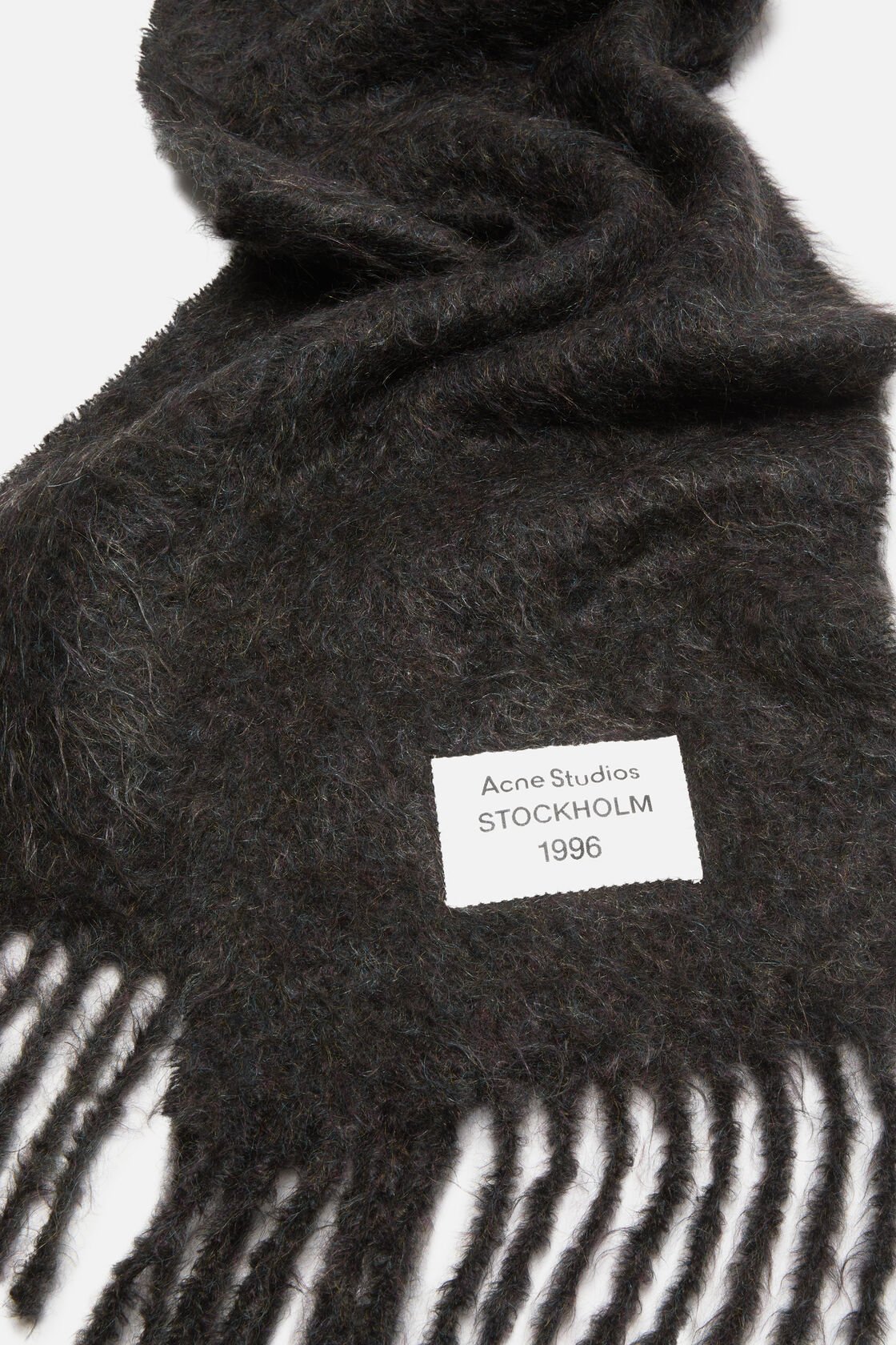 Fuzzy wool scarf, Black melange, 2000x