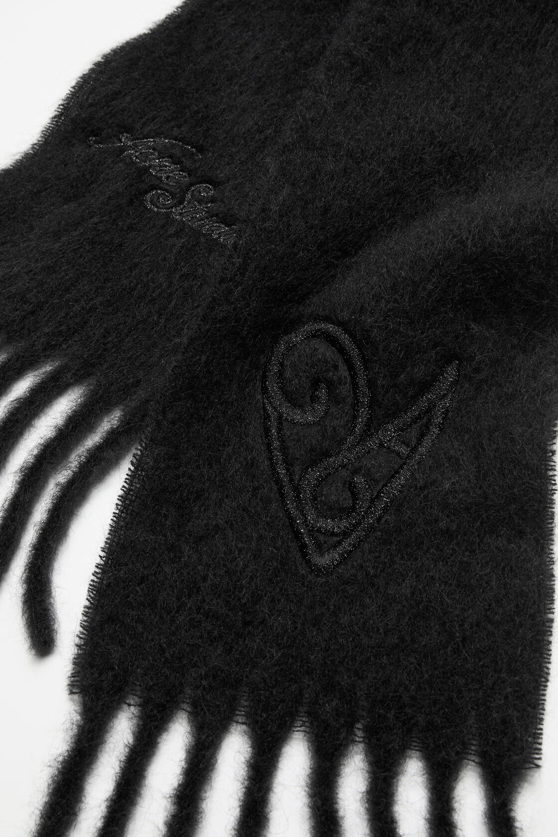 Wool scarf with logo, Black, 2000x
