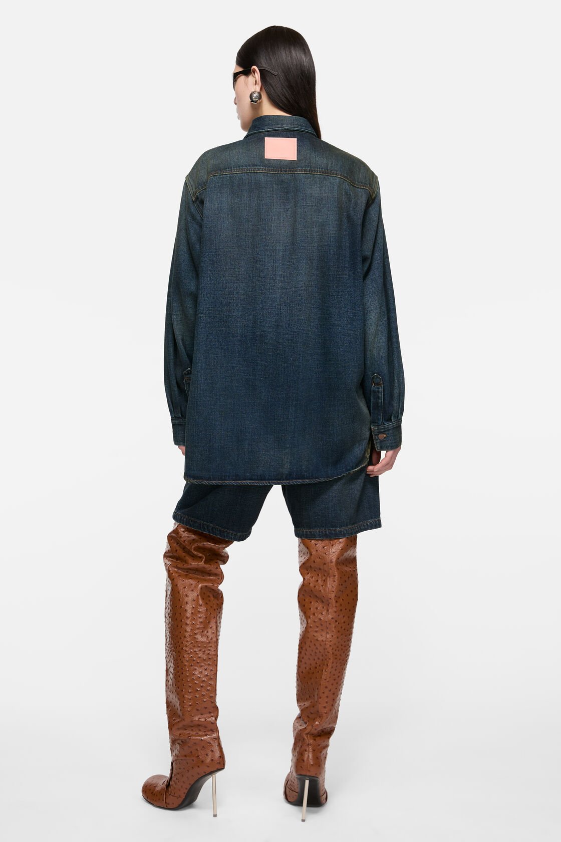 Denim button-up shirt, Dark Blue, 2000x