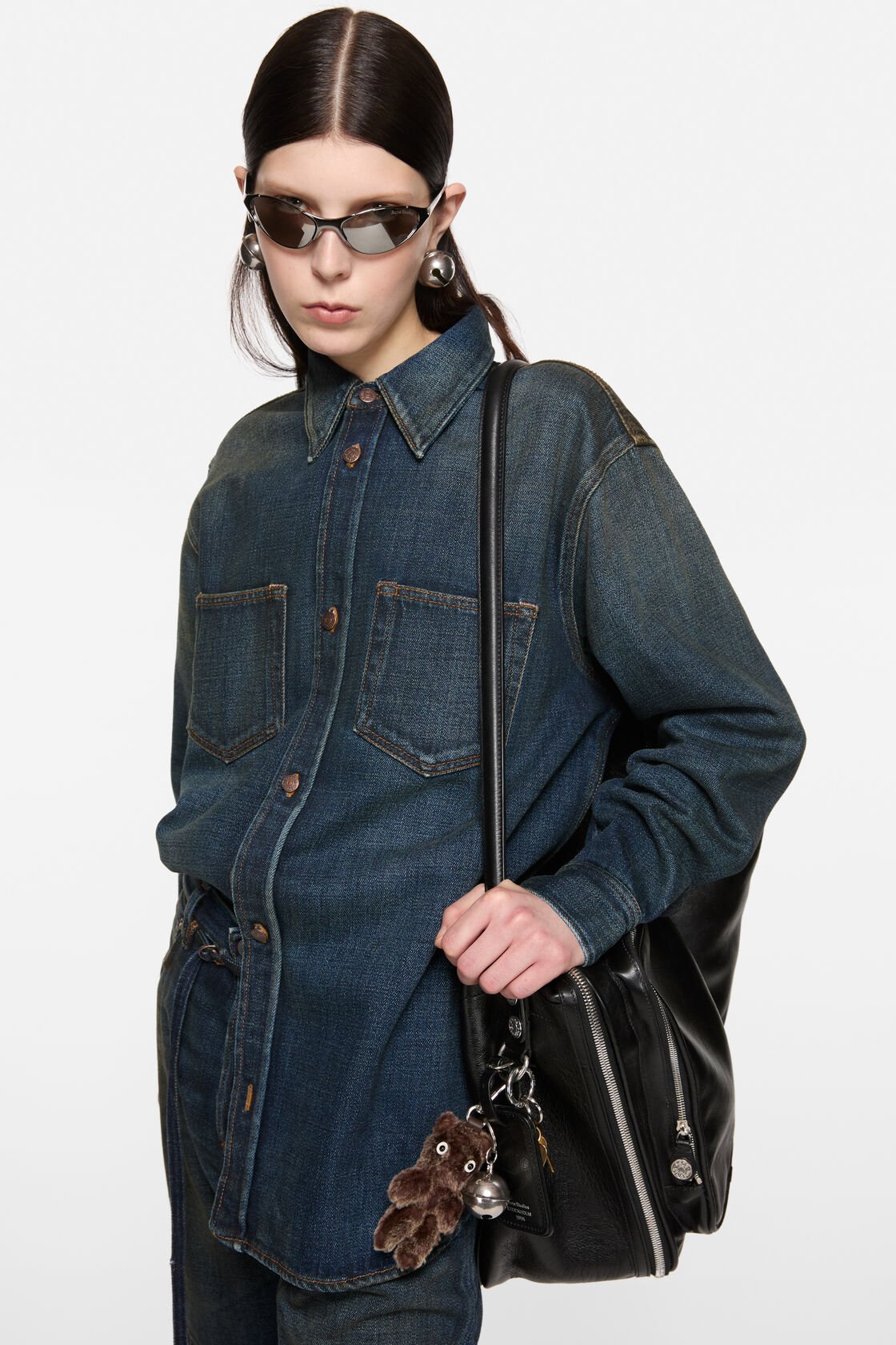 Denim button-up shirt, Dark Blue, 2000x