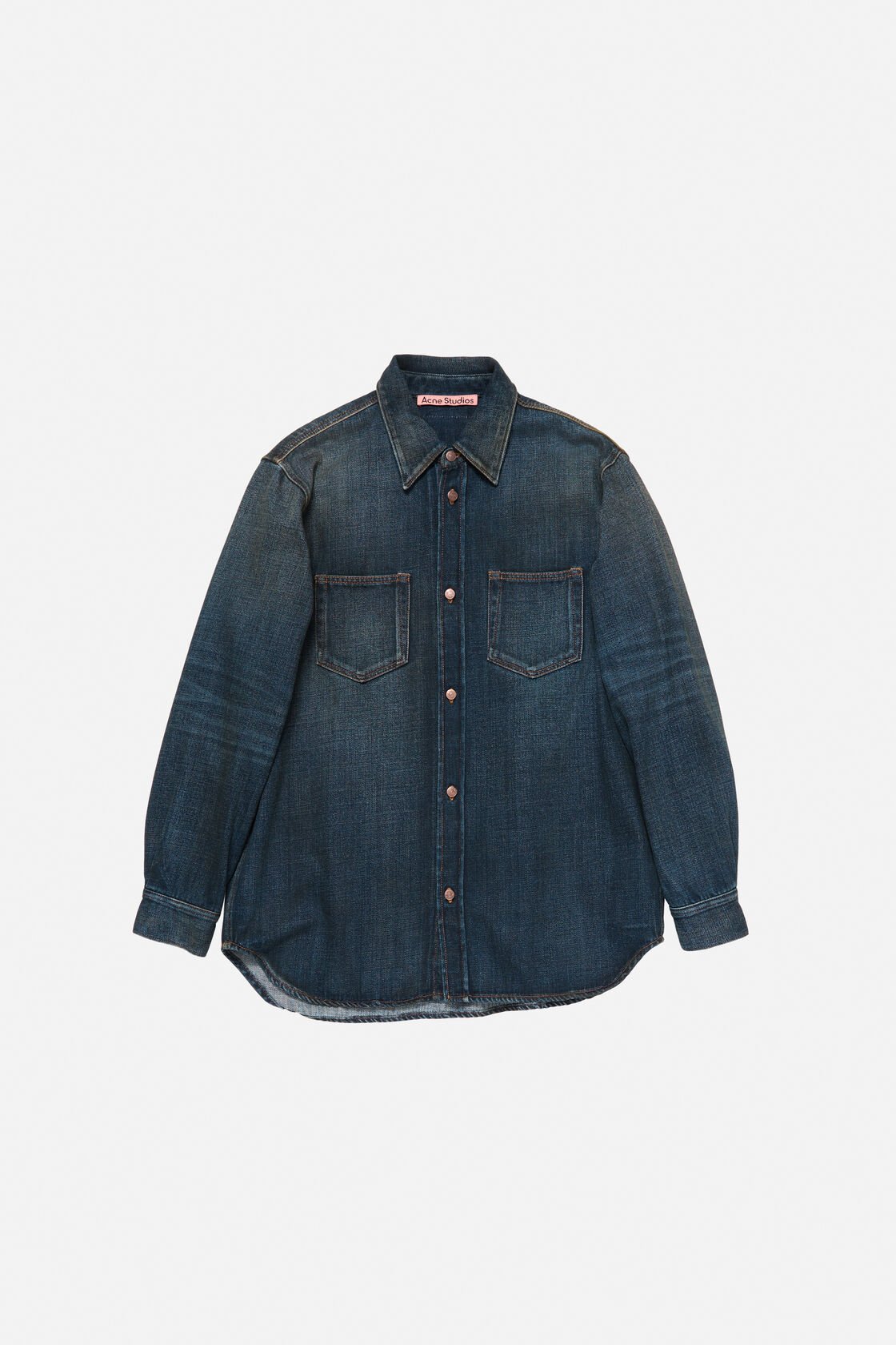 Denim button-up shirt, Dark Blue, 2000x