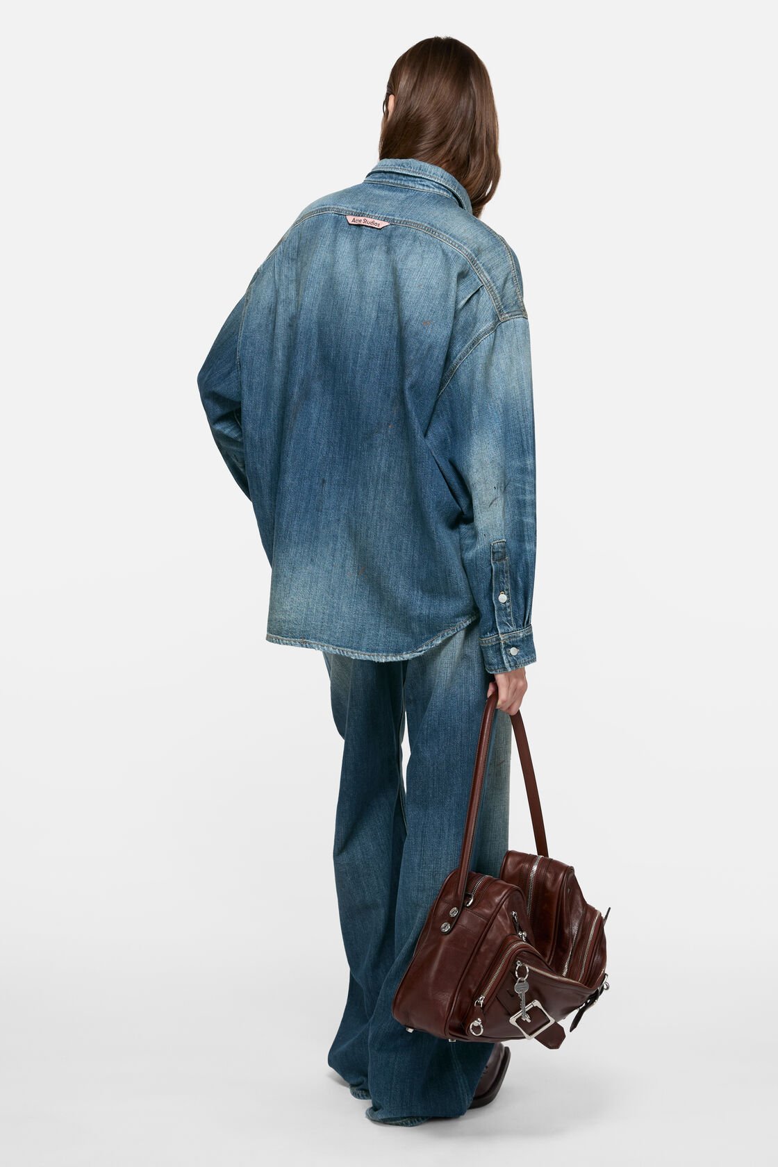 Denim button-up shirt, Mid Blue, 2000x
