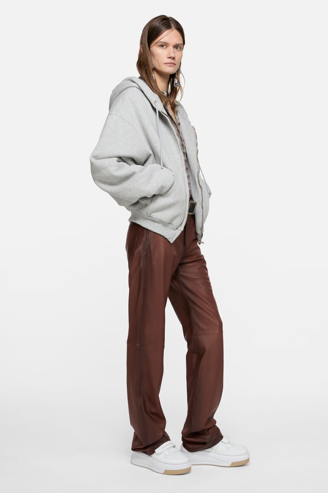 Leather Velcro Sneakers, Sand beige/optic white, 2000x