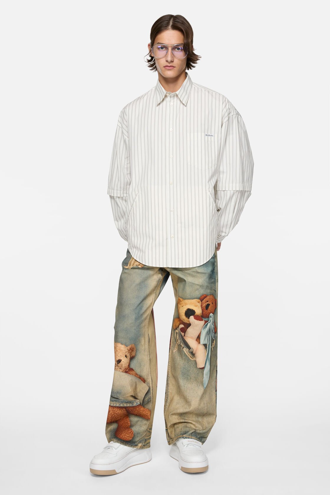 Leather Velcro Sneakers, Sand beige/optic white, 2000x