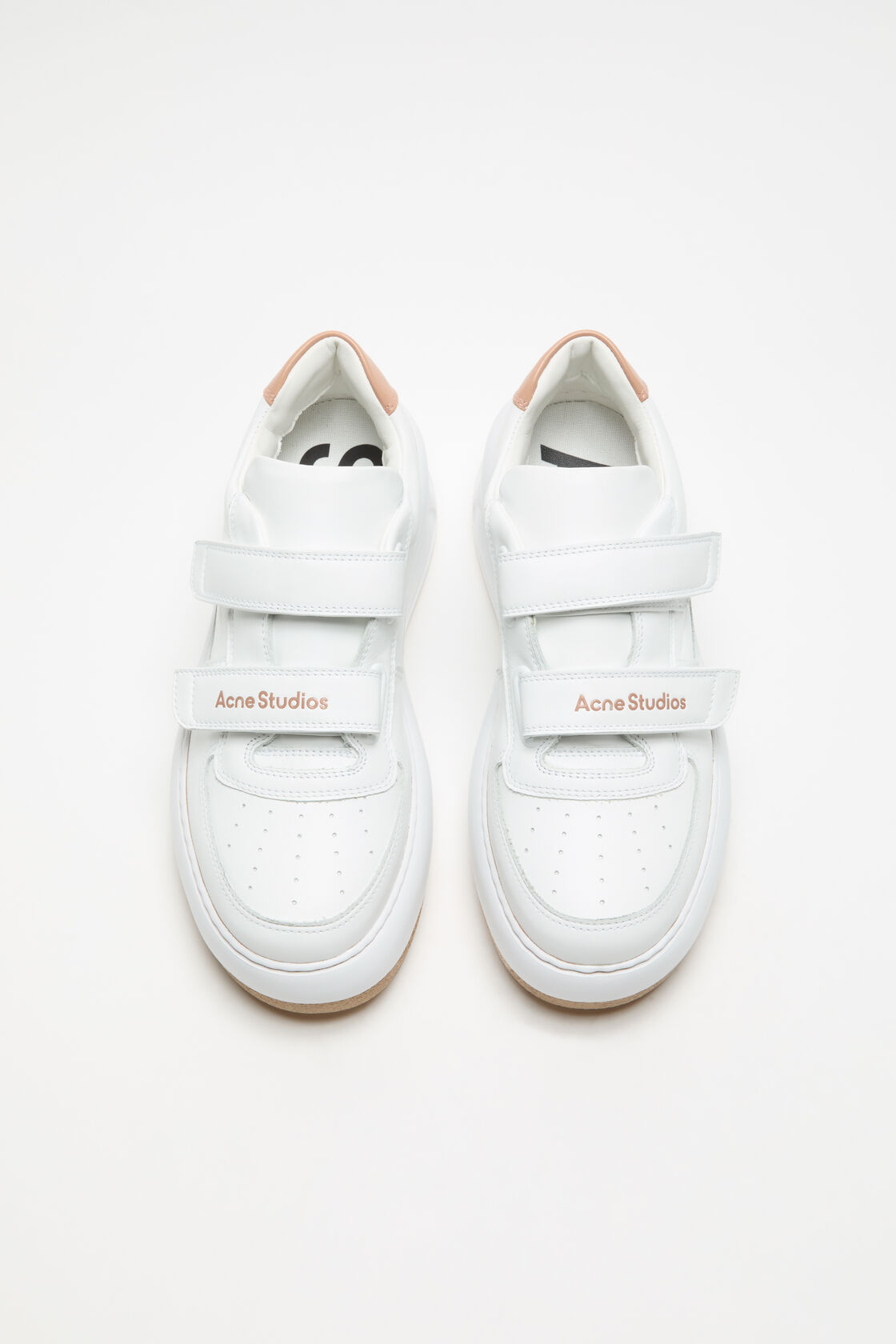 Leather Velcro Sneakers, Sand beige/optic white, 2000x