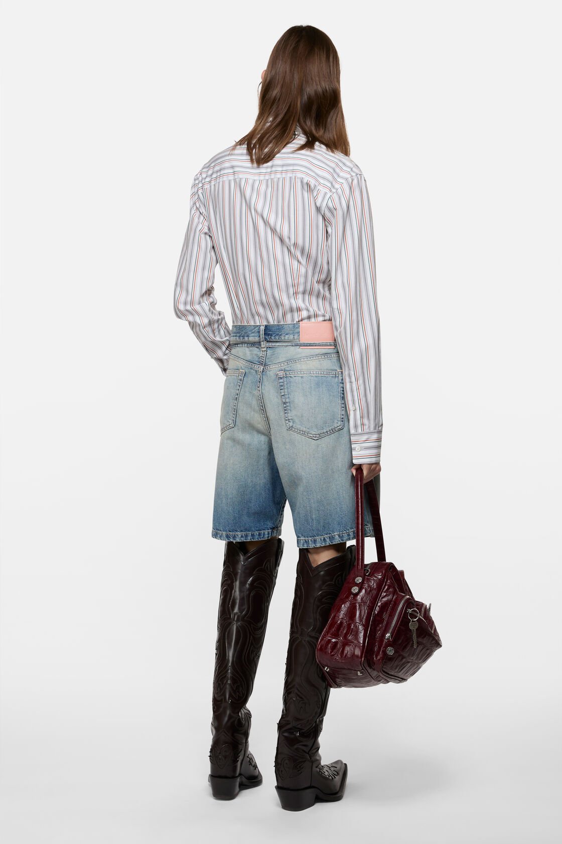 Denim shorts - loose fit, Mid Blue, 2000x