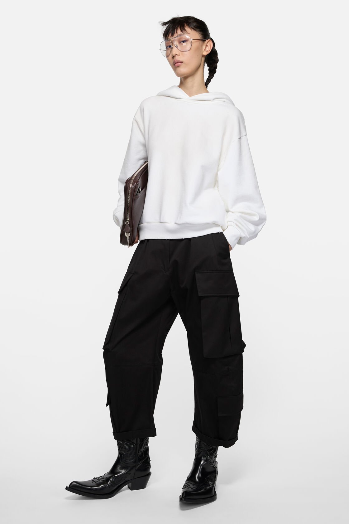 Fleece logo hoodie, Dusty white, 2000x