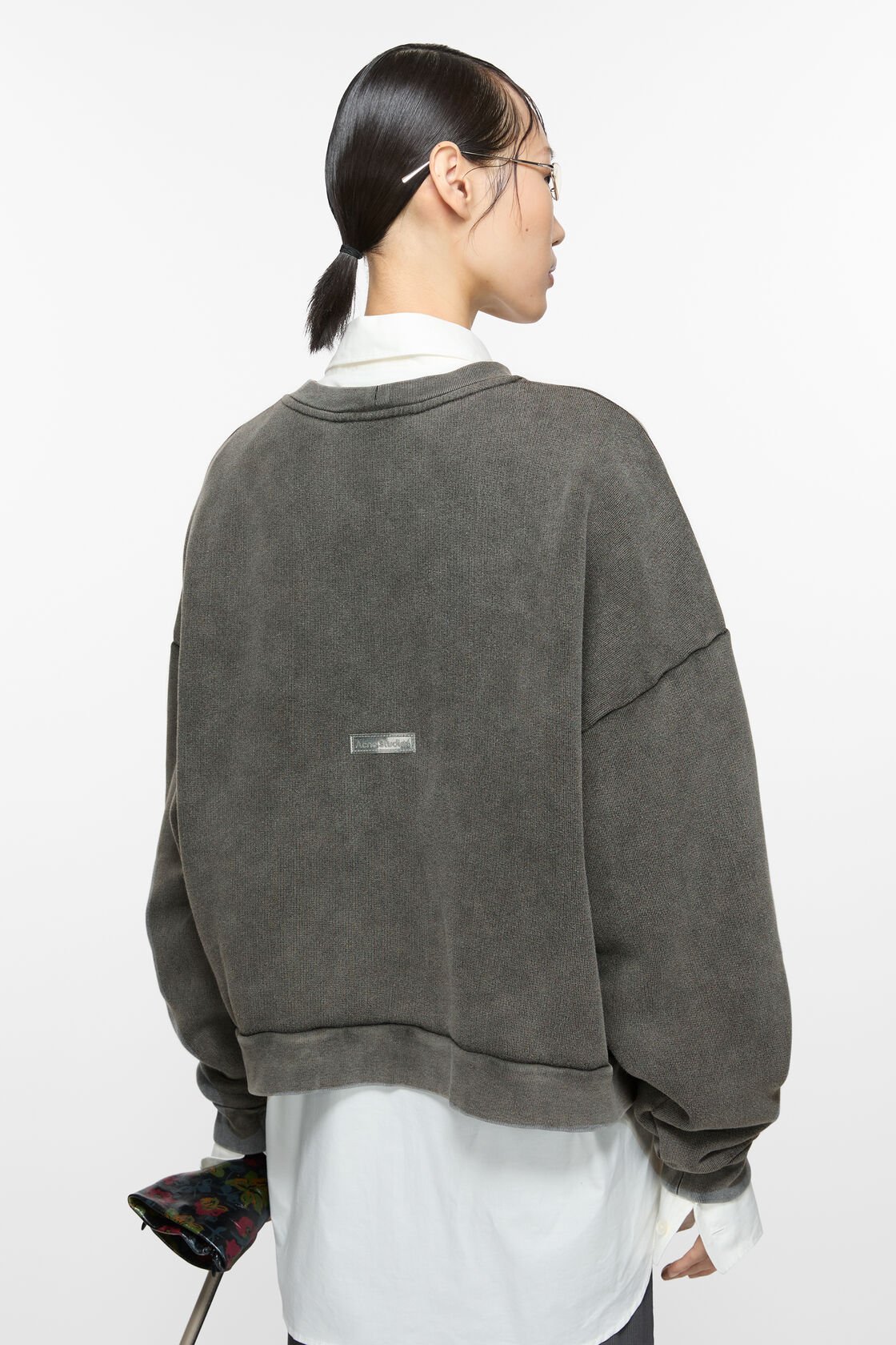 Rubber logo fleece sweatshirt, Faded black, 2000x