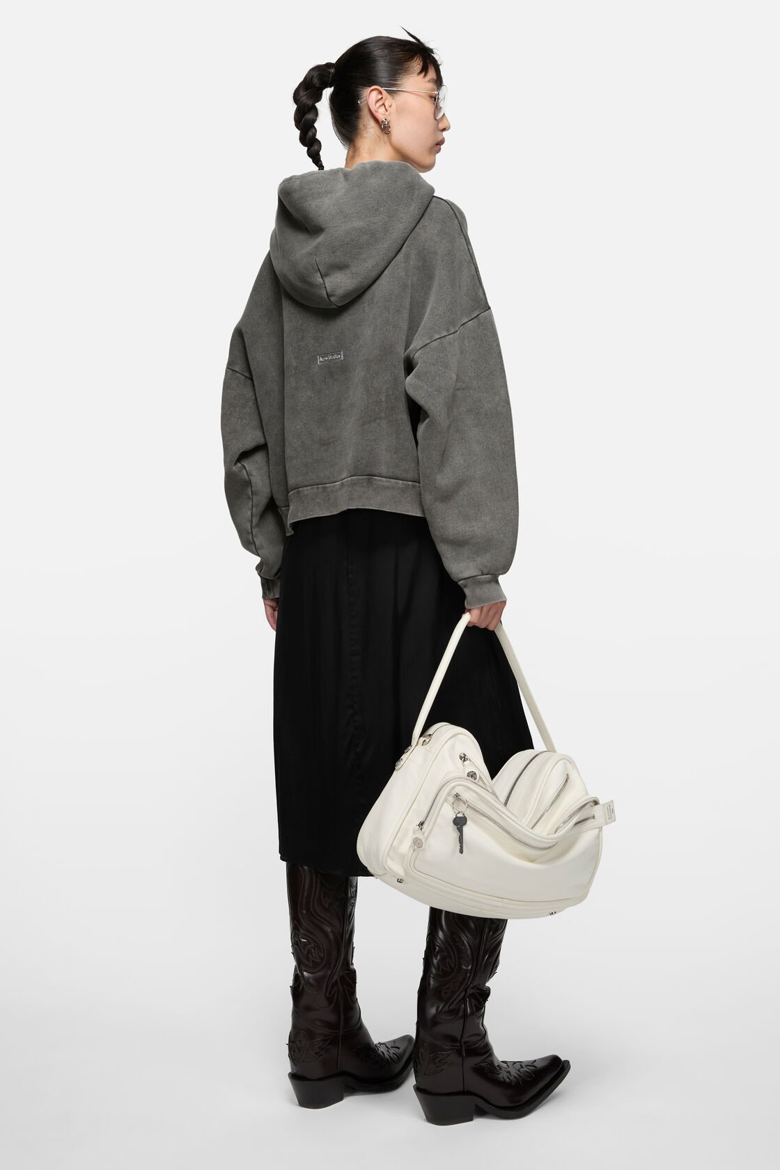 Rubber stamp logo hoodie, Faded black, 2000x