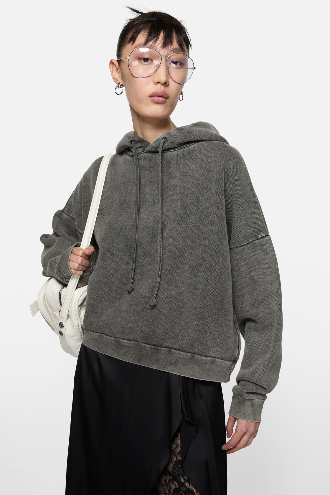 Rubber stamp logo hoodie, Faded black, 2000x